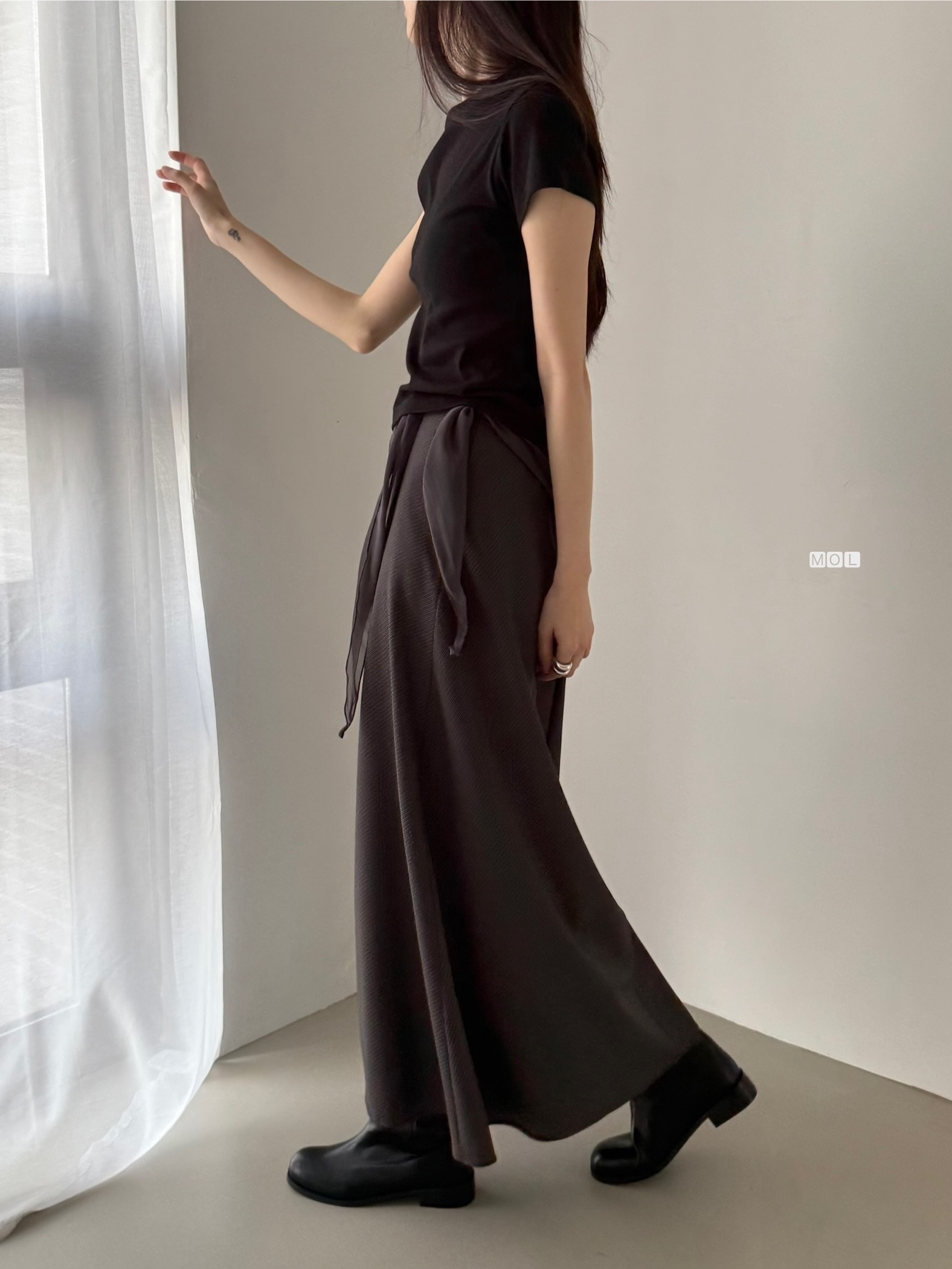 ロングフレアマーメイド無地スカートスカーフ付 | 詳細画像22