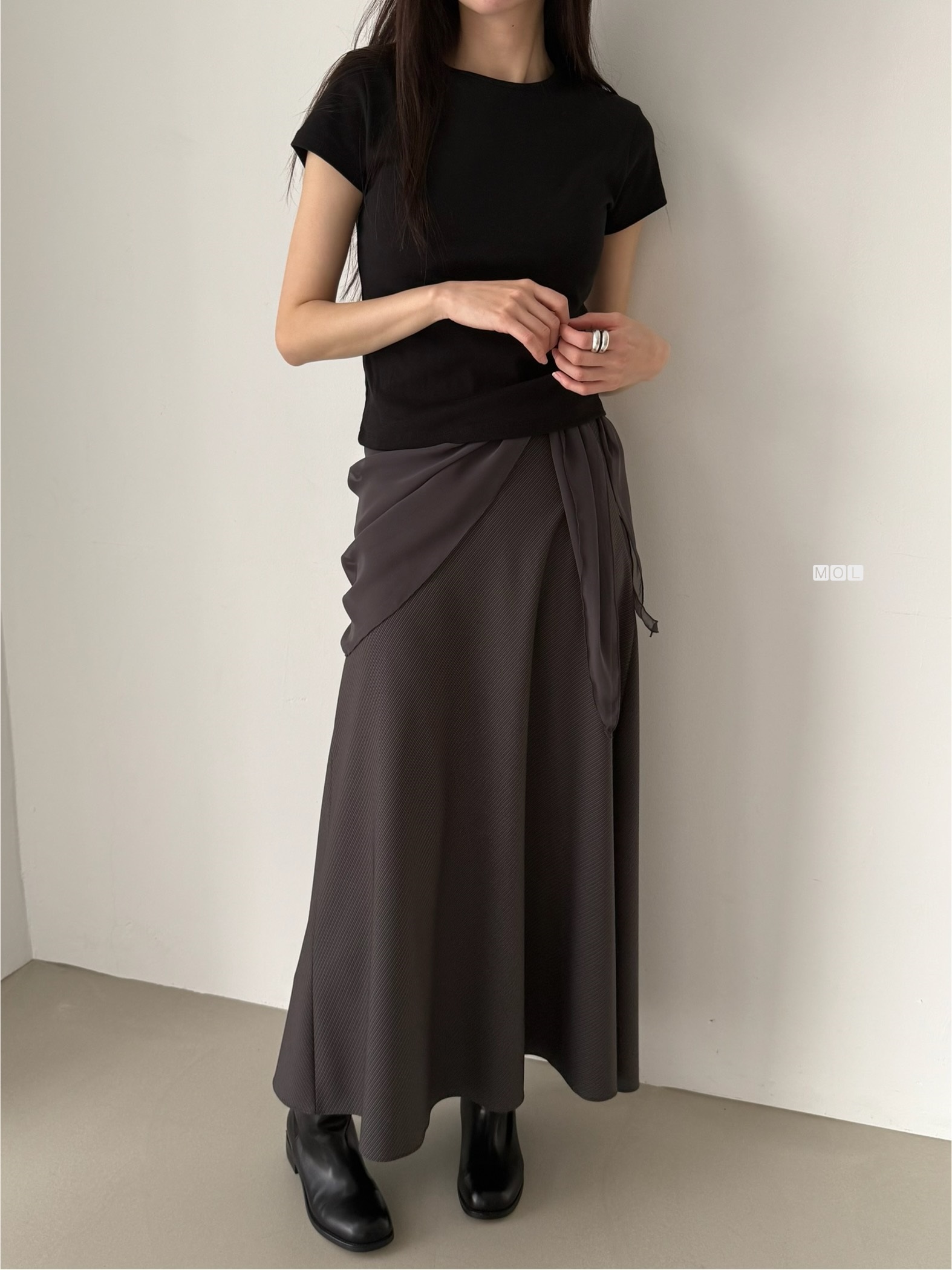 ロングフレアマーメイド無地スカートスカーフ付 | 詳細画像29