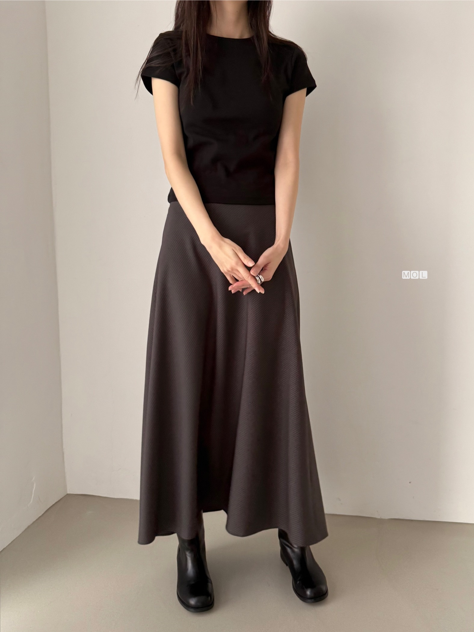 ロングフレアマーメイド無地スカートスカーフ付 | 詳細画像31