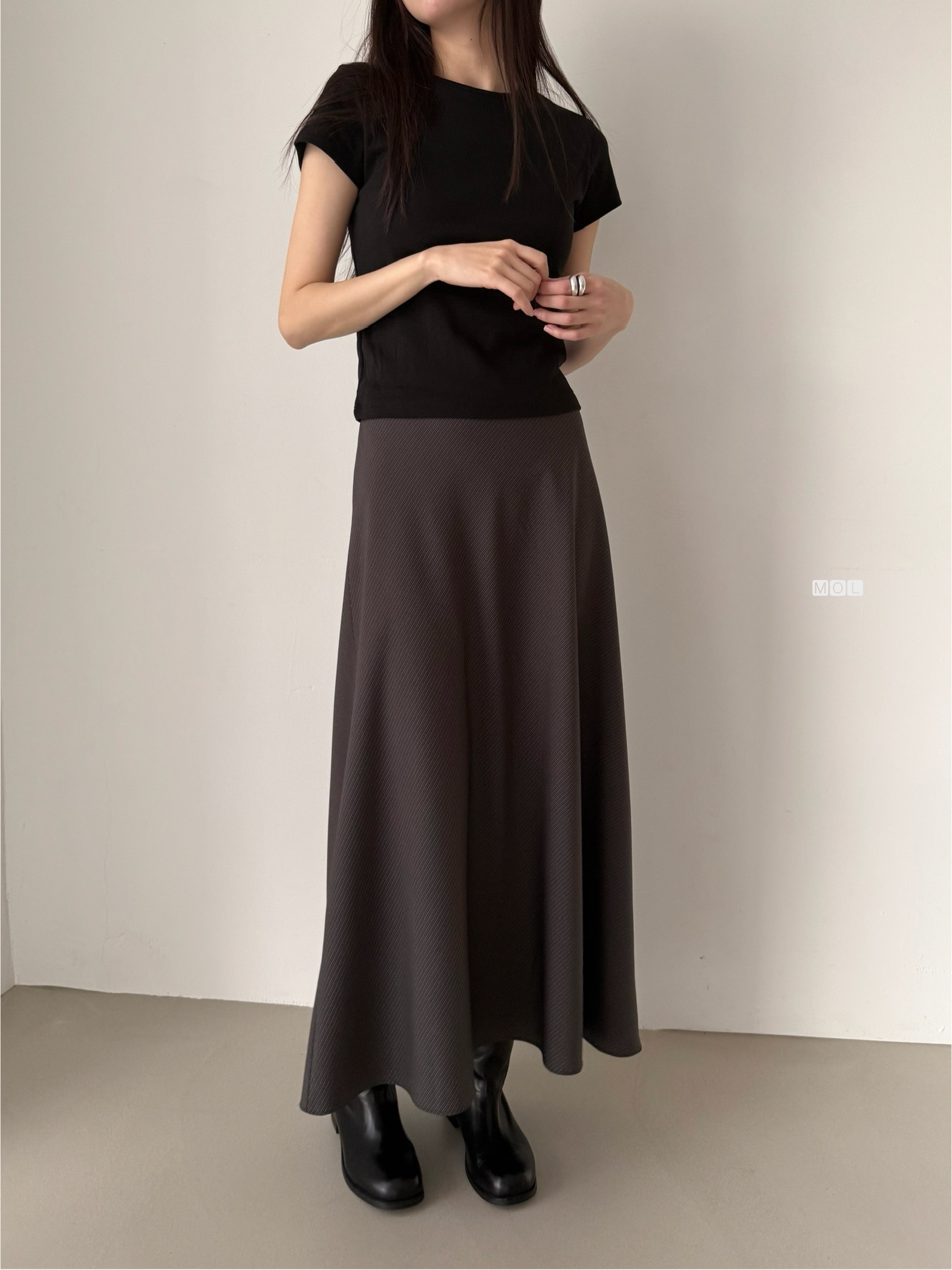 ロングフレアマーメイド無地スカートスカーフ付 | 詳細画像32