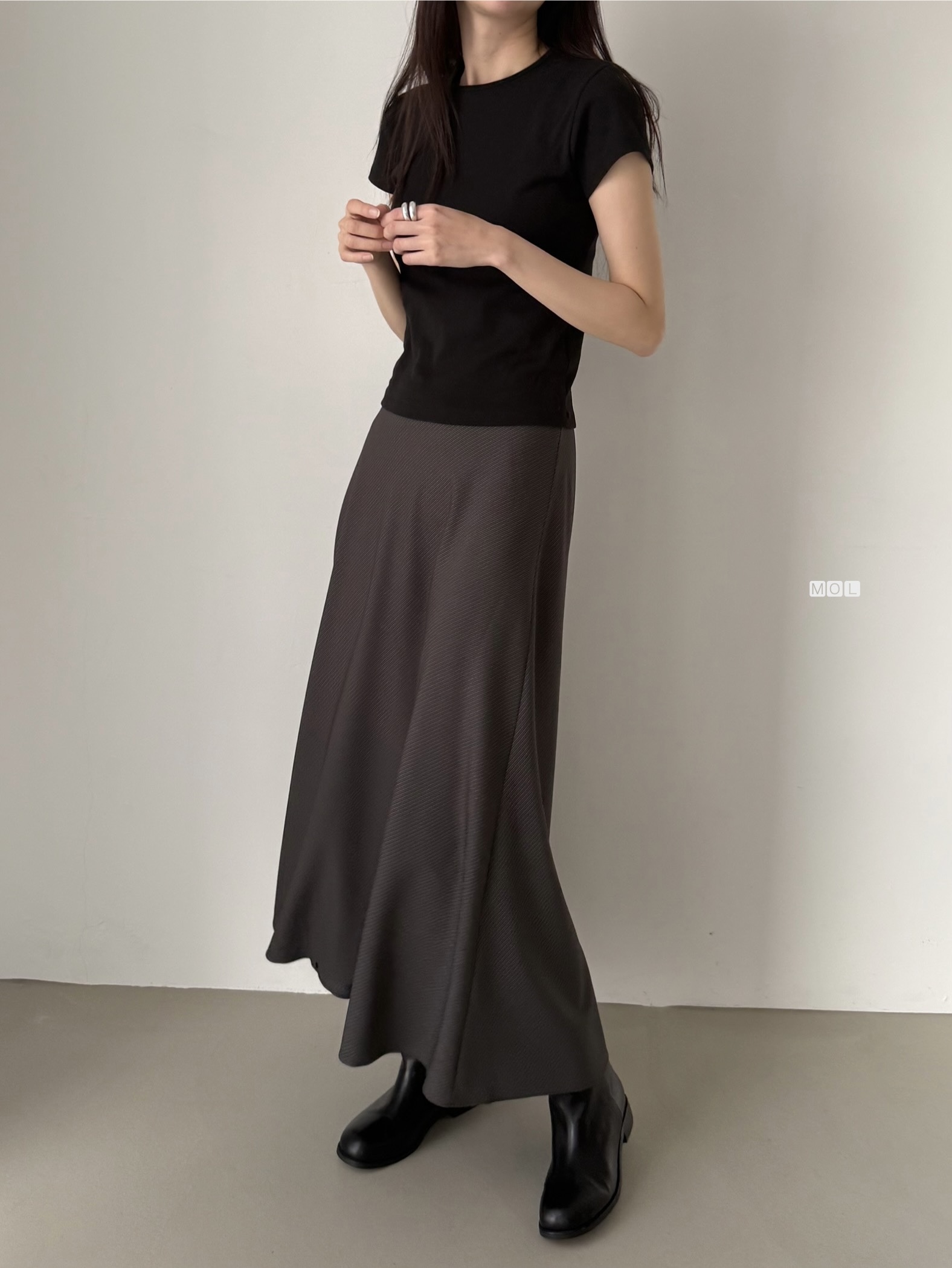 ロングフレアマーメイド無地スカートスカーフ付 | 詳細画像33