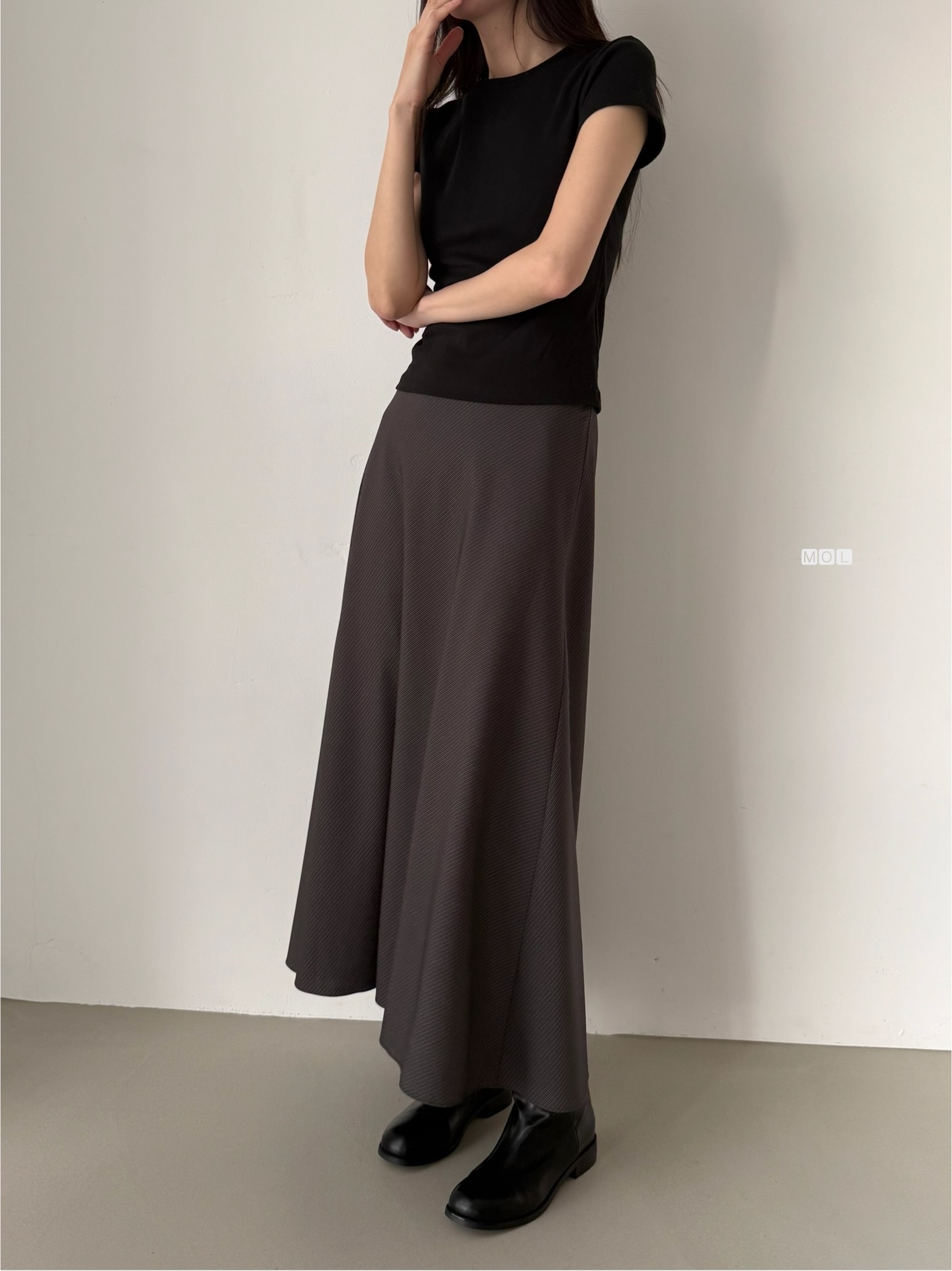 ロングフレアマーメイド無地スカートスカーフ付 | 詳細画像34