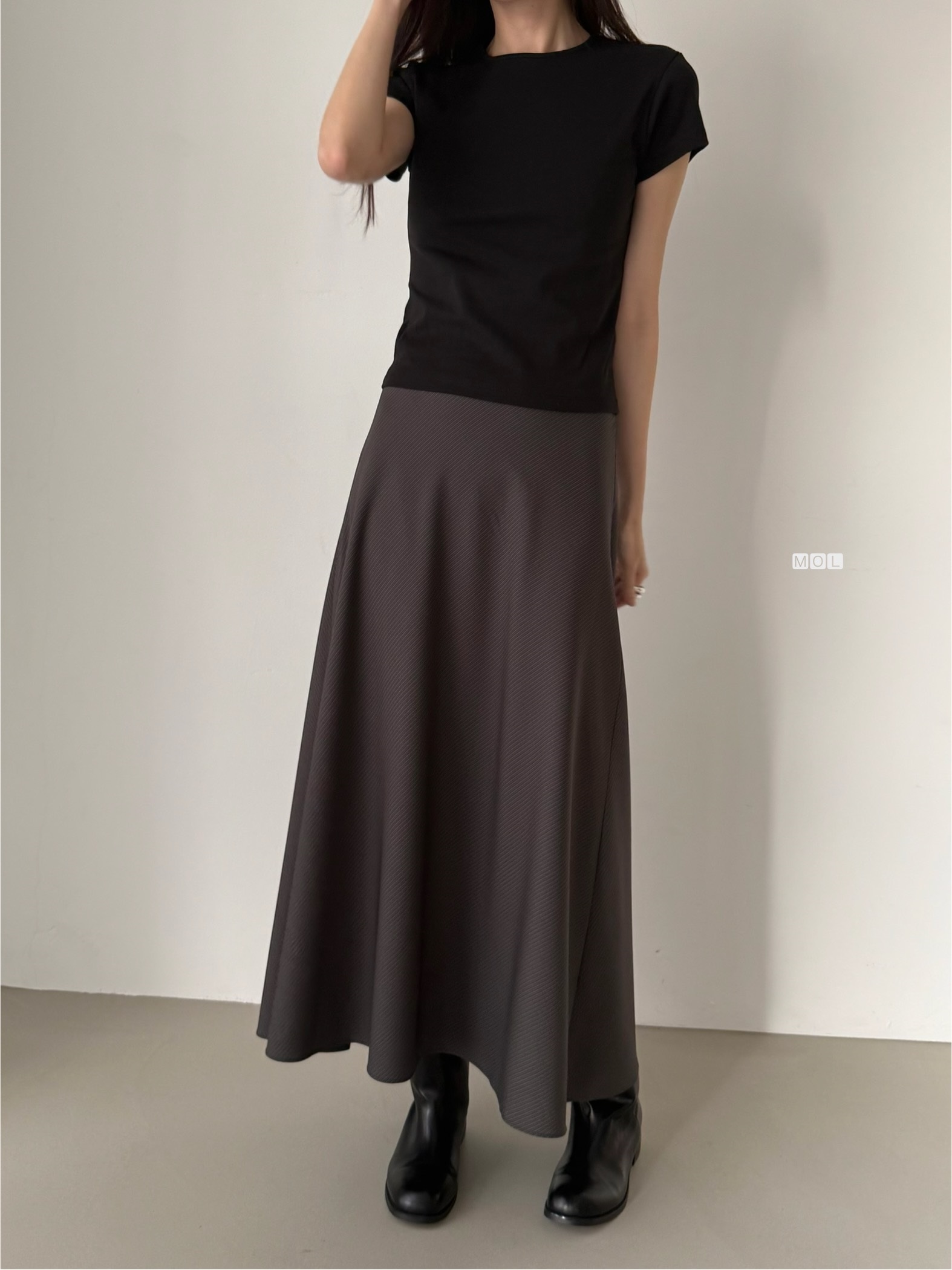 ロングフレアマーメイド無地スカートスカーフ付 | 詳細画像35