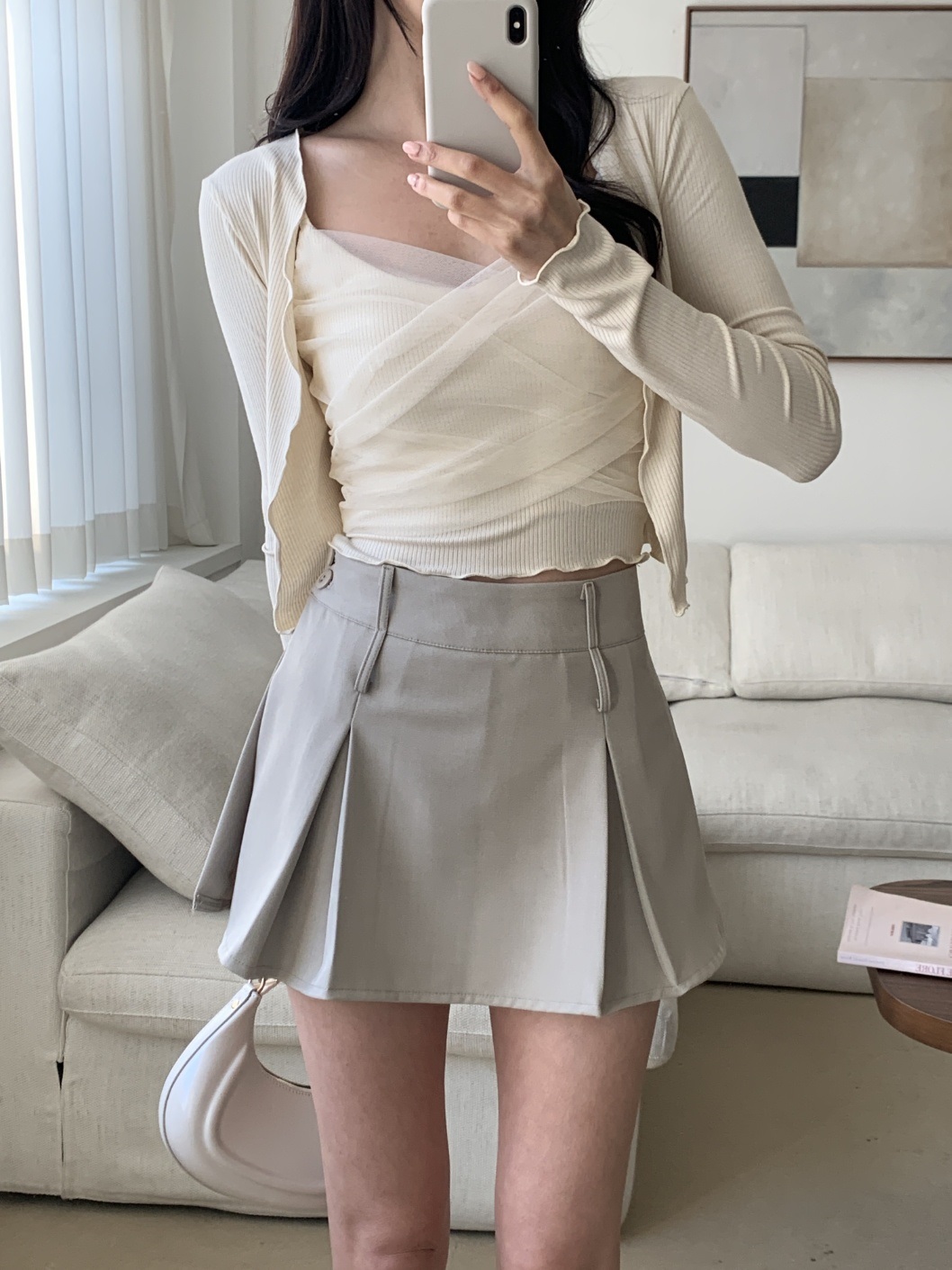 スリットピンタックAラインミニループダブルボタン無地スカートパンツ | 詳細画像7