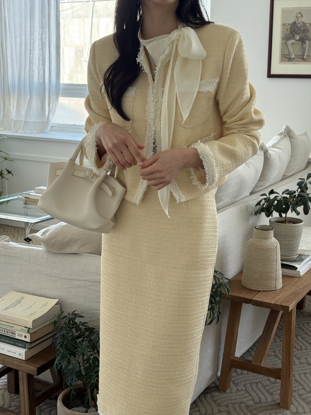 ツイードスリットフリンジHライン(ロング丈)配色スカート | 詳細画像10