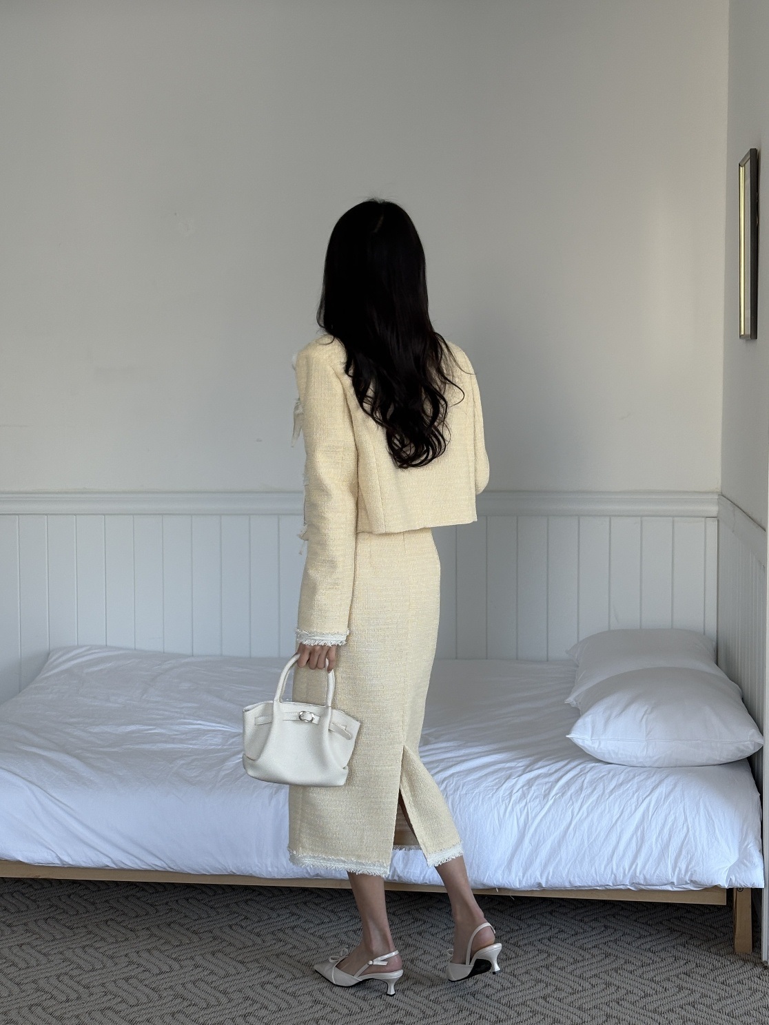 ツイードスリットフリンジHライン(ロング丈)配色スカート | 詳細画像14