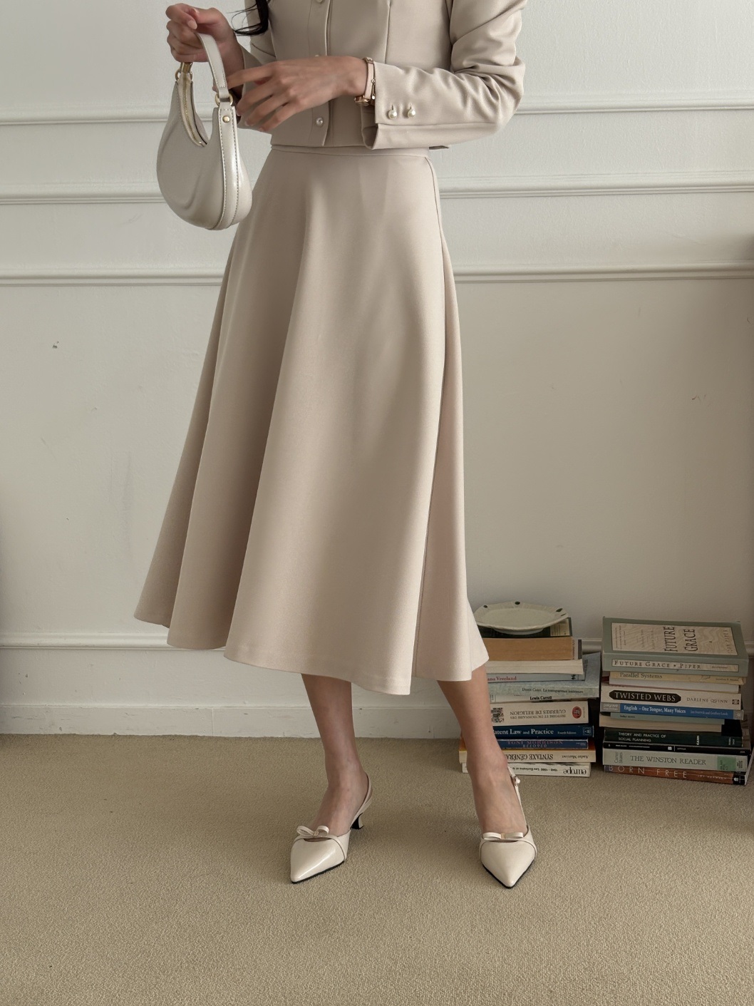 ロングフレアAライン無地スカート | 詳細画像3