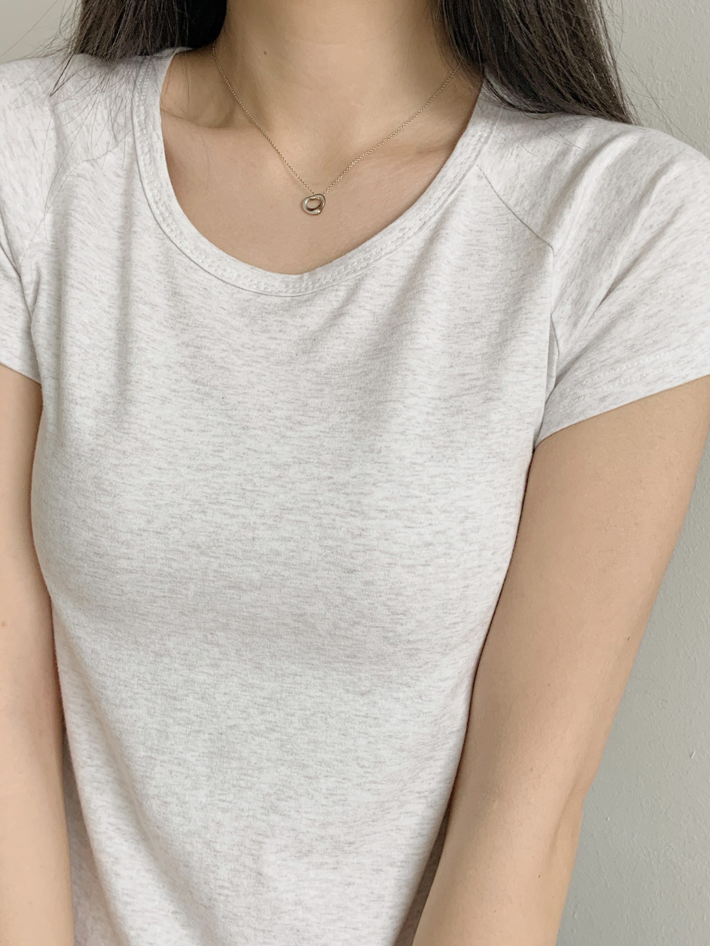 ラウンドネックラグラン半袖セミクロップド無地Tシャツ | 詳細画像5