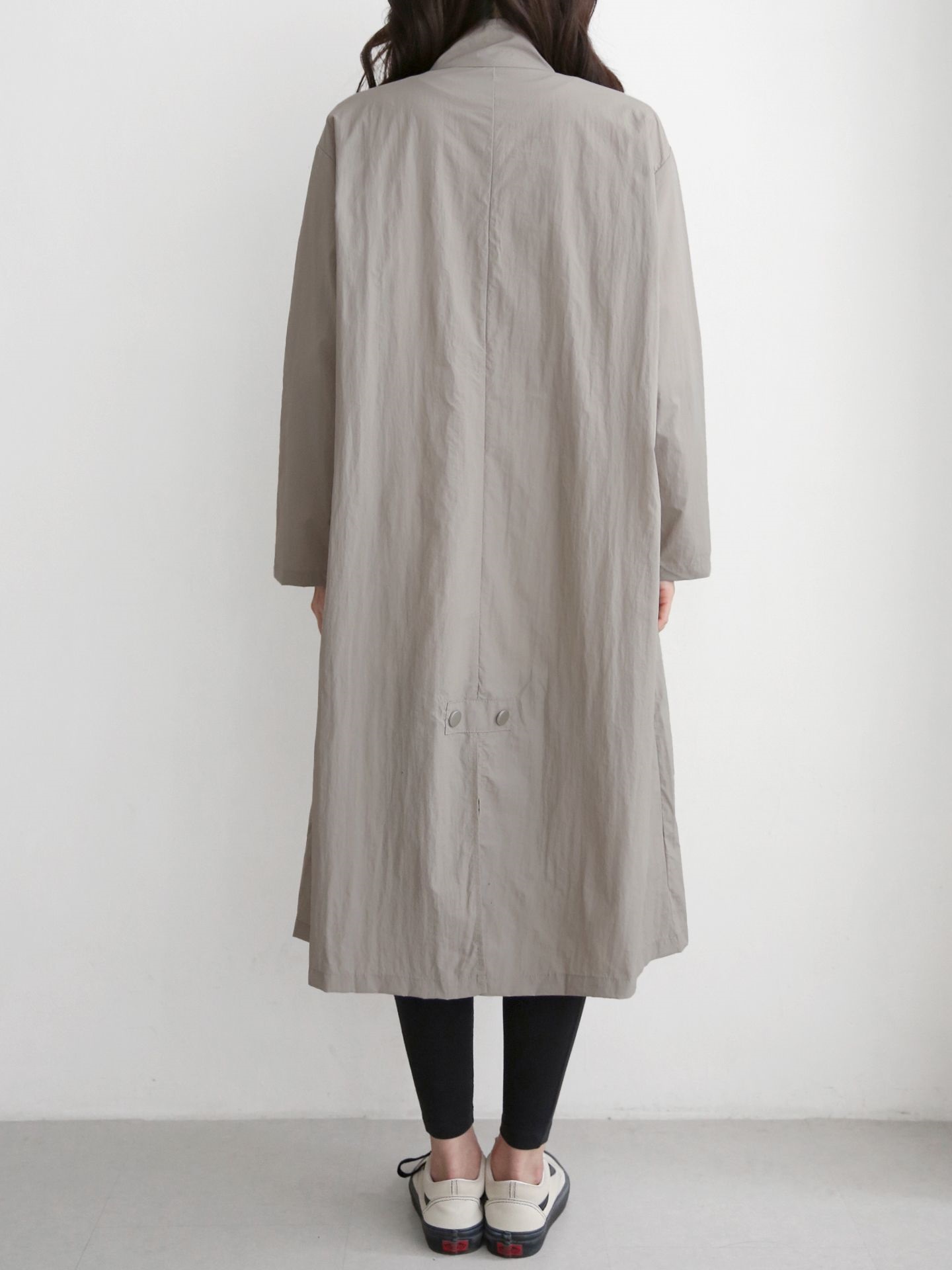 ナイロンジップアップハイネックスリットラインオーバーサイズロング長袖フラップポケット無地ジャンパー | 詳細画像6