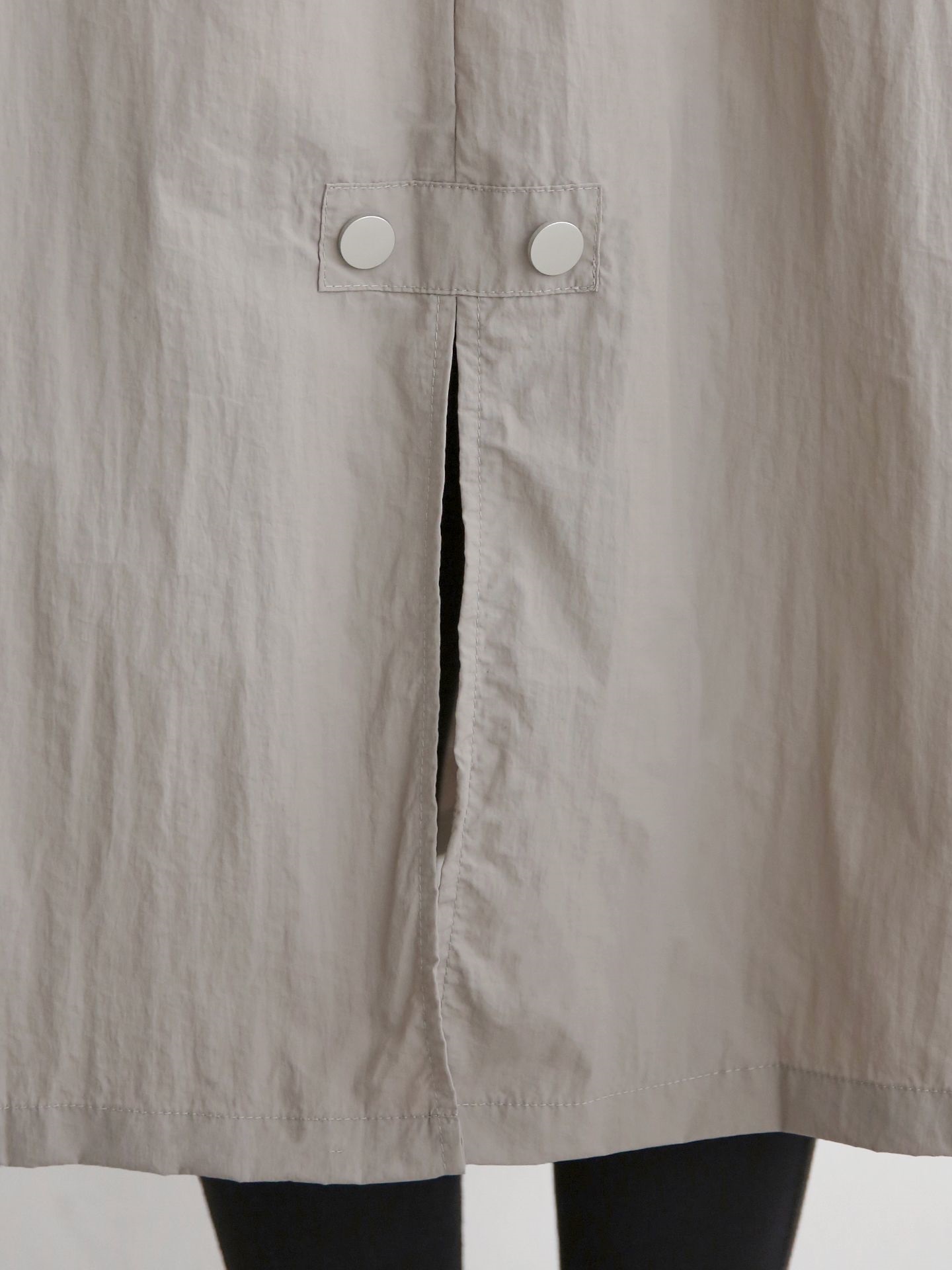 ナイロンジップアップハイネックスリットラインオーバーサイズロング長袖フラップポケット無地ジャンパー | 詳細画像30