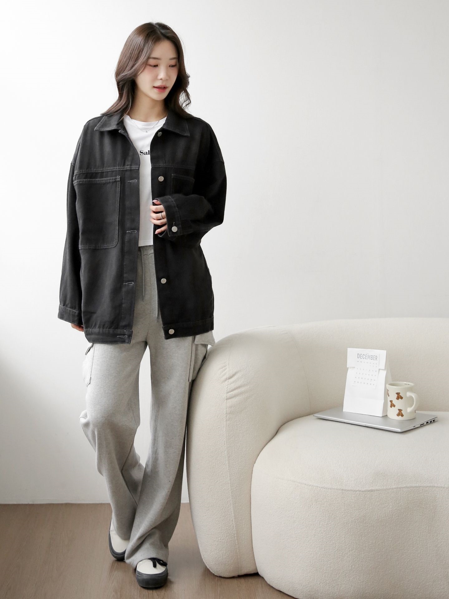 デニムボタンカラーポケットオーバーサイズボタンスリーブハーフジャケット | 詳細画像15