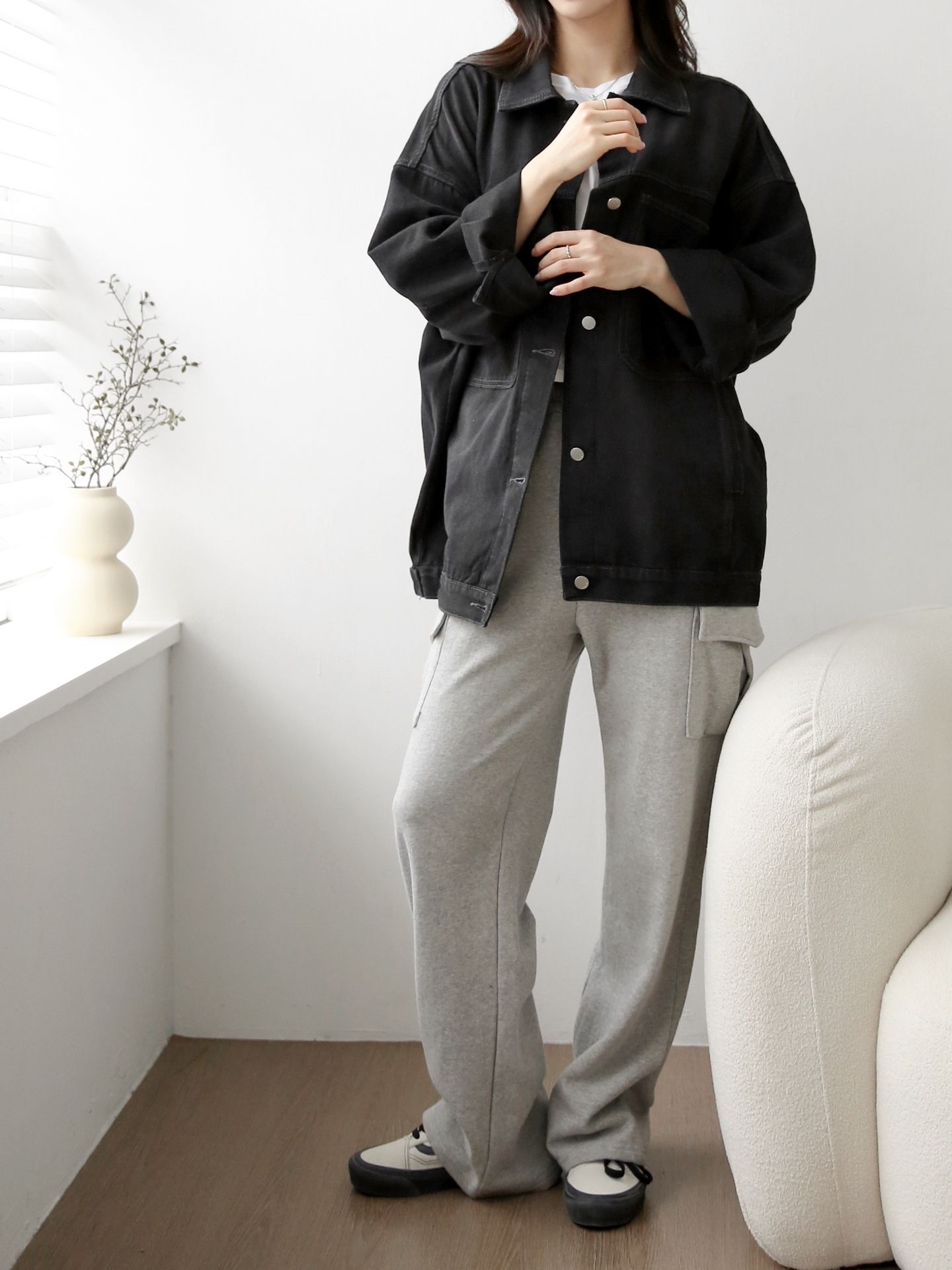 デニムボタンカラーポケットオーバーサイズボタンスリーブハーフジャケット | 詳細画像13