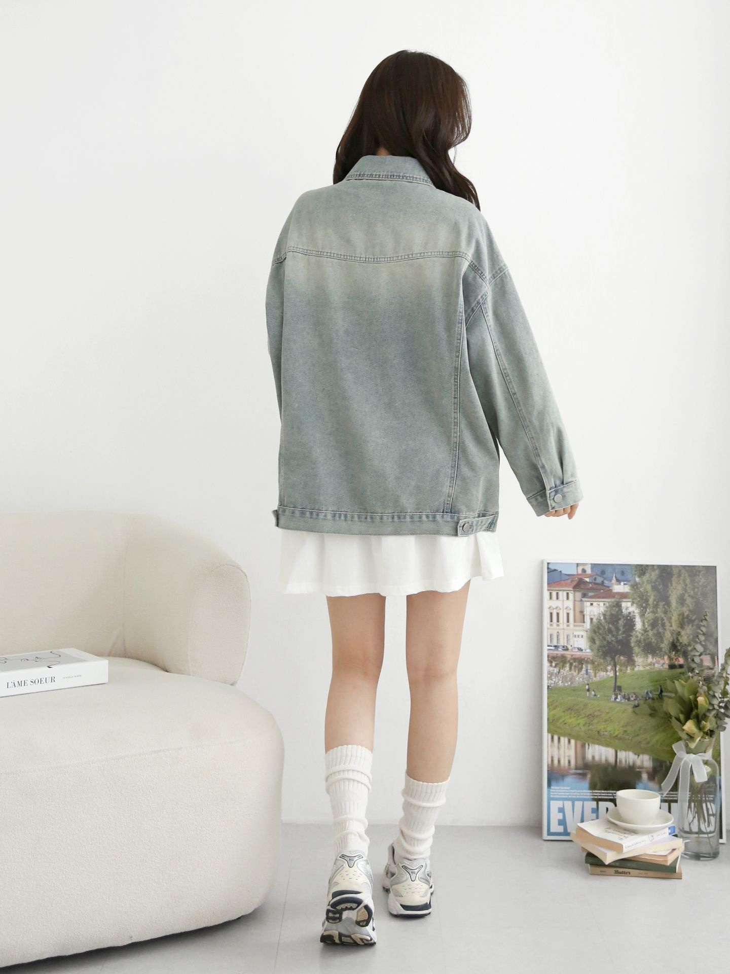 デニムボタンカラーポケットオーバーサイズボタンスリーブハーフジャケット | 詳細画像8