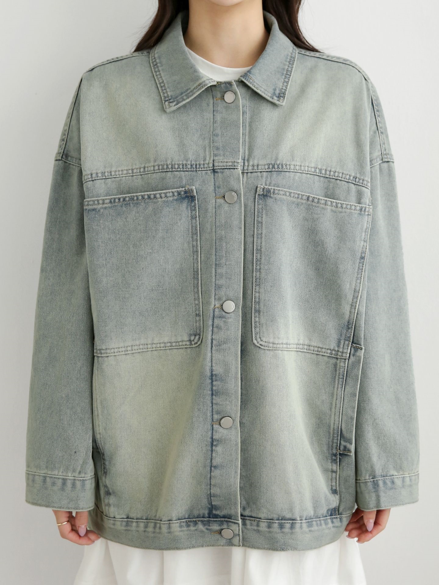 デニムボタンカラーポケットオーバーサイズボタンスリーブハーフジャケット | 詳細画像26