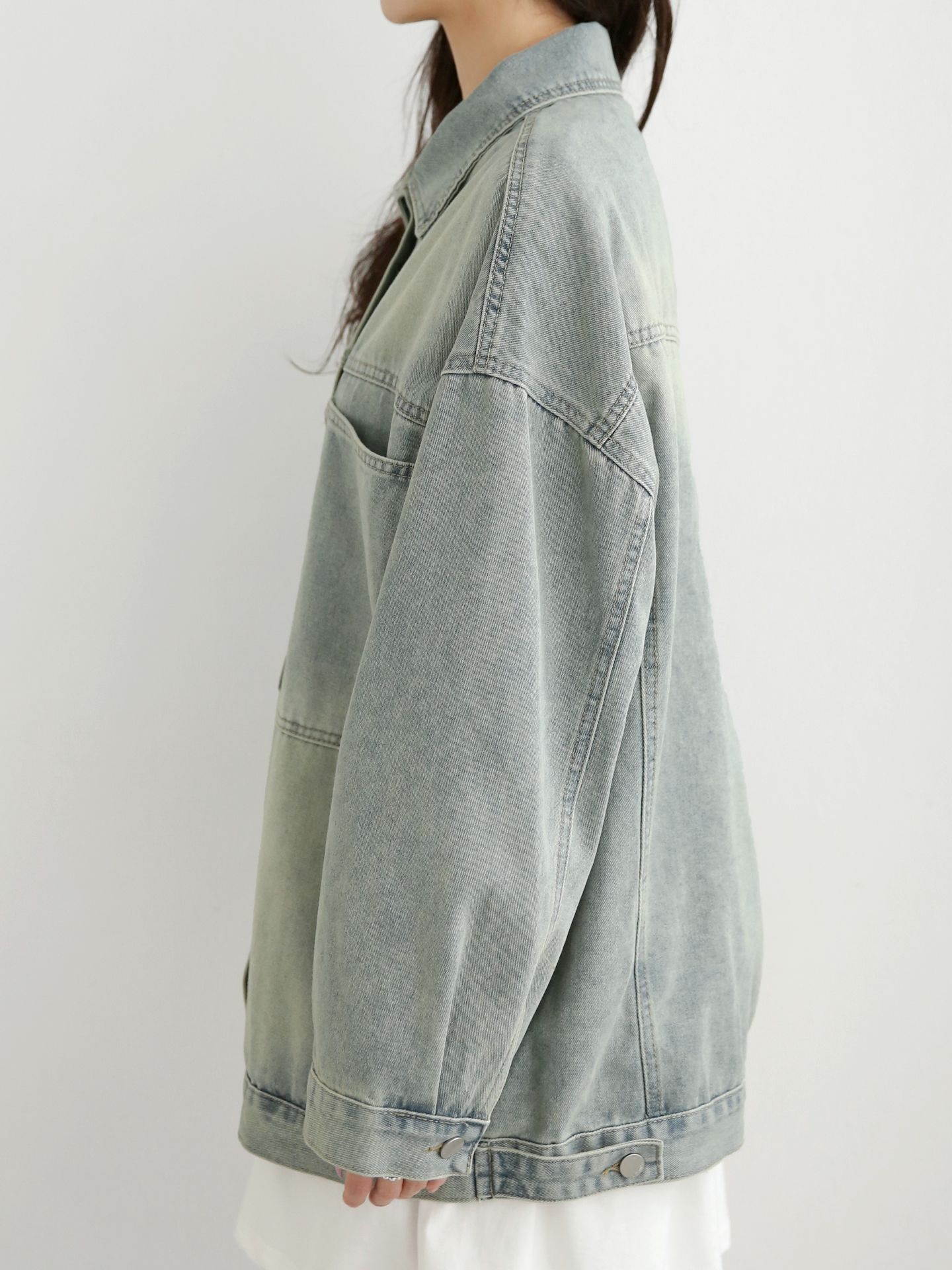 デニムボタンカラーポケットオーバーサイズボタンスリーブハーフジャケット | 詳細画像28