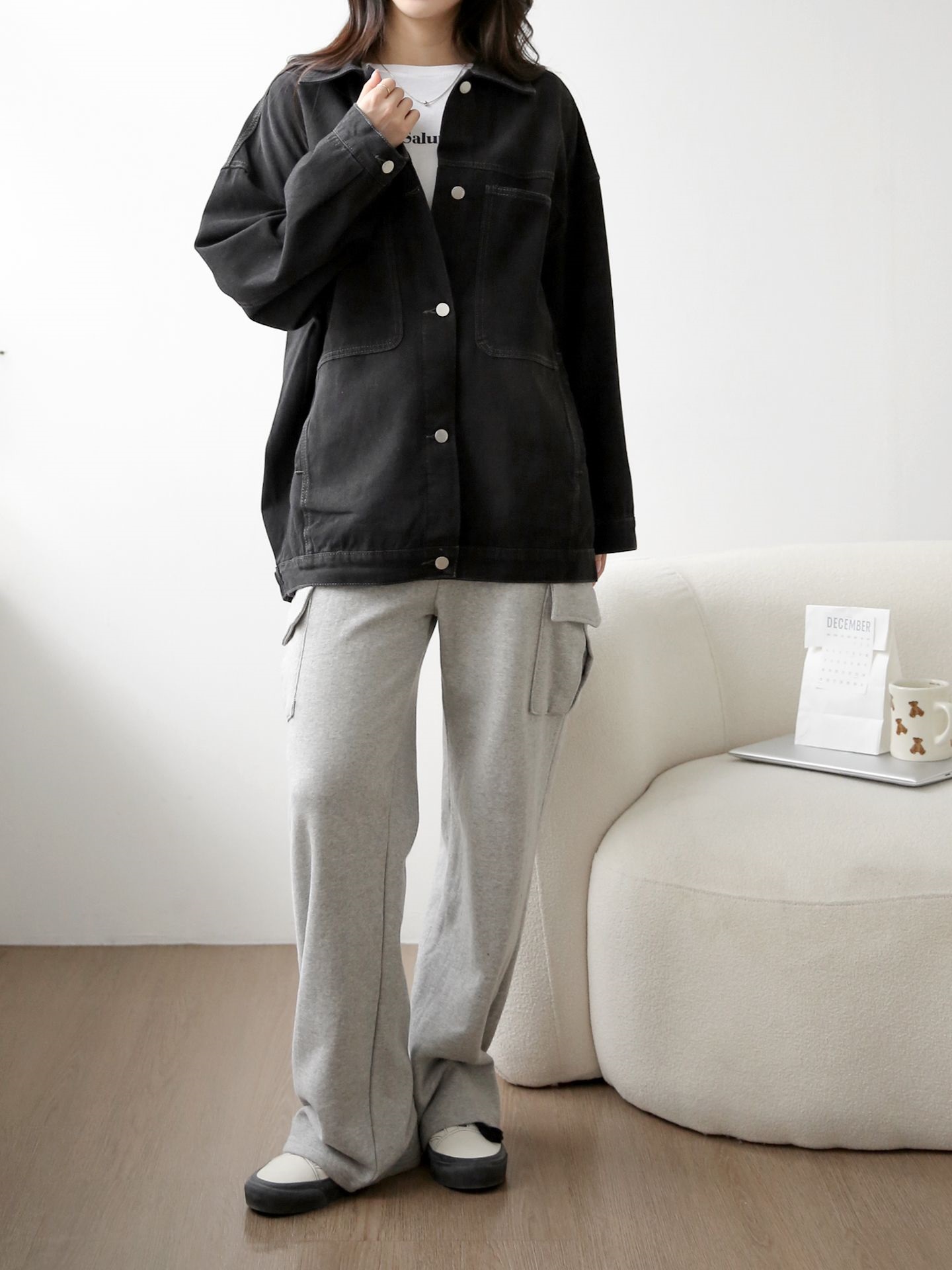 デニムボタンカラーポケットオーバーサイズボタンスリーブハーフジャケット | 詳細画像18