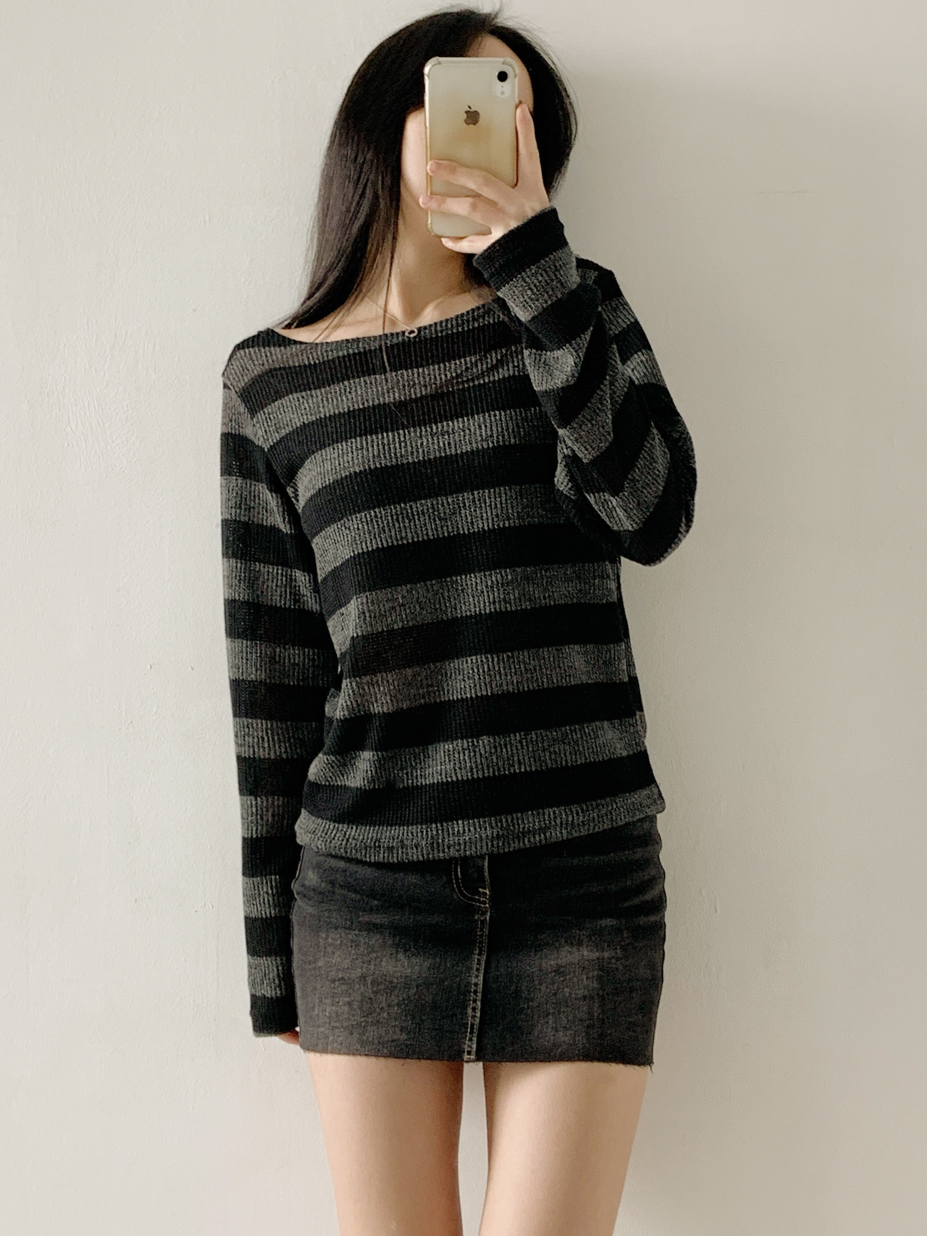 ボートネックルーズ長袖ボーダーTシャツ | 詳細画像15