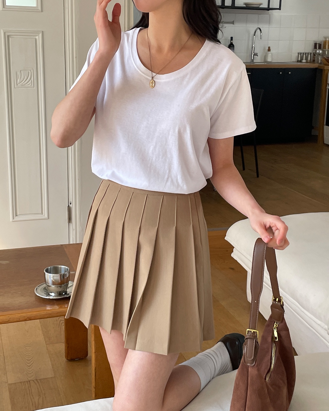 コットンラウンドネックルーズ半袖無地Tシャツ | 詳細画像16