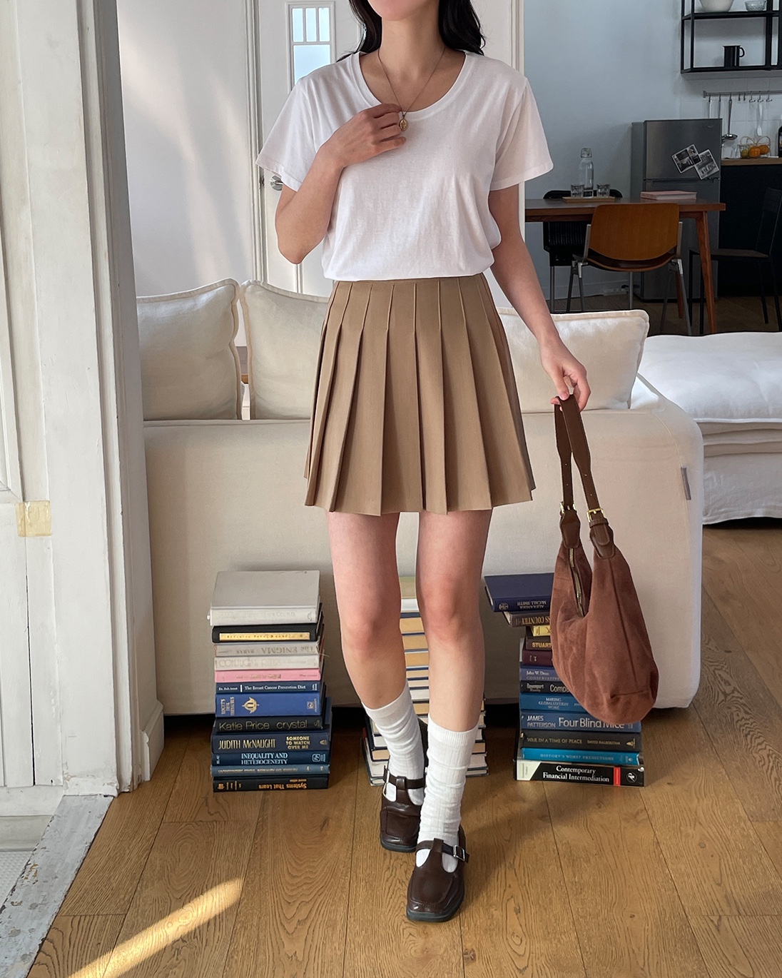 コットンラウンドネックルーズ半袖無地Tシャツ | 詳細画像17