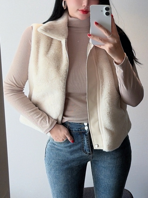 エコファージップアップストラップカラーループスナップボタンハーフベスト | 詳細画像3