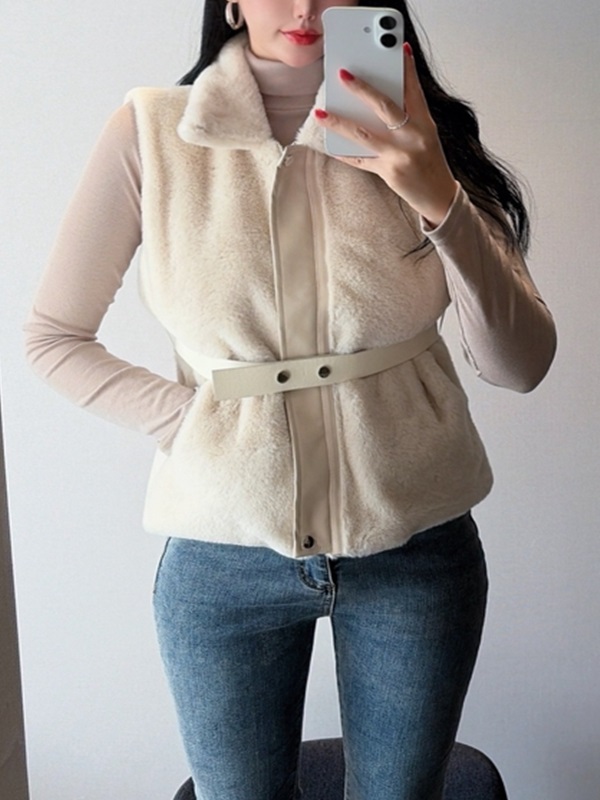 エコファージップアップストラップカラーループスナップボタンハーフベスト | 詳細画像5