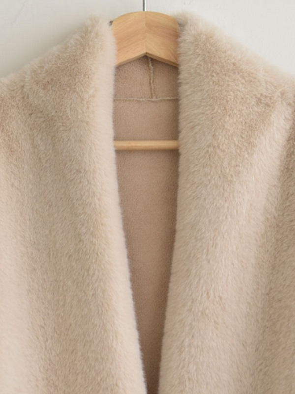 ムートンコンビエコファーノーカラーオーバーサイズ長袖ハーフジャケット | 詳細画像19