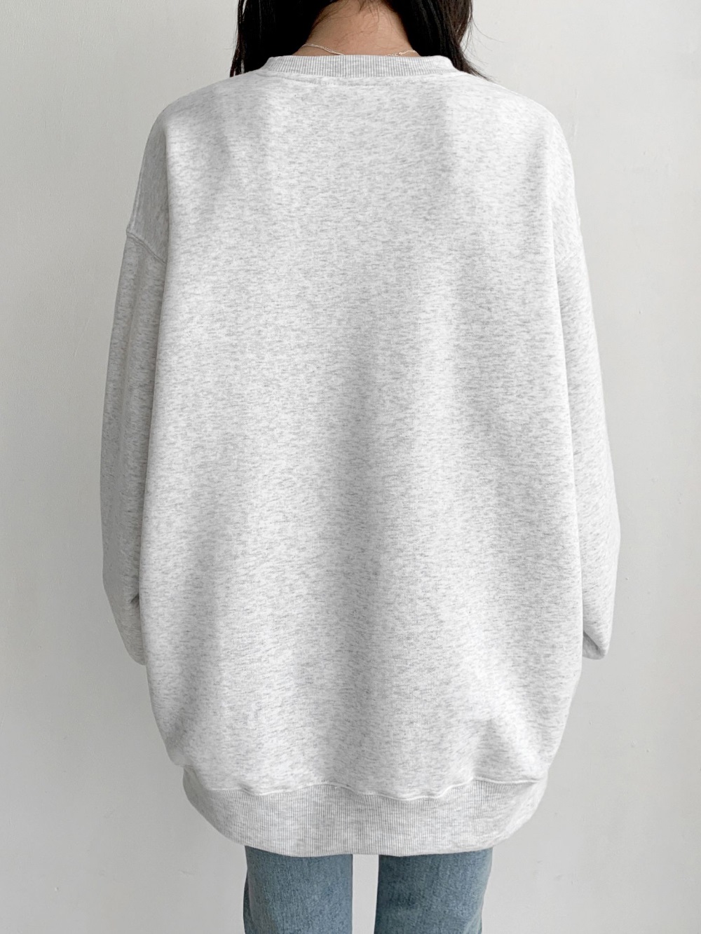ラウンドネックオーバーサイズボクシー長袖無地スウェット | 詳細画像7