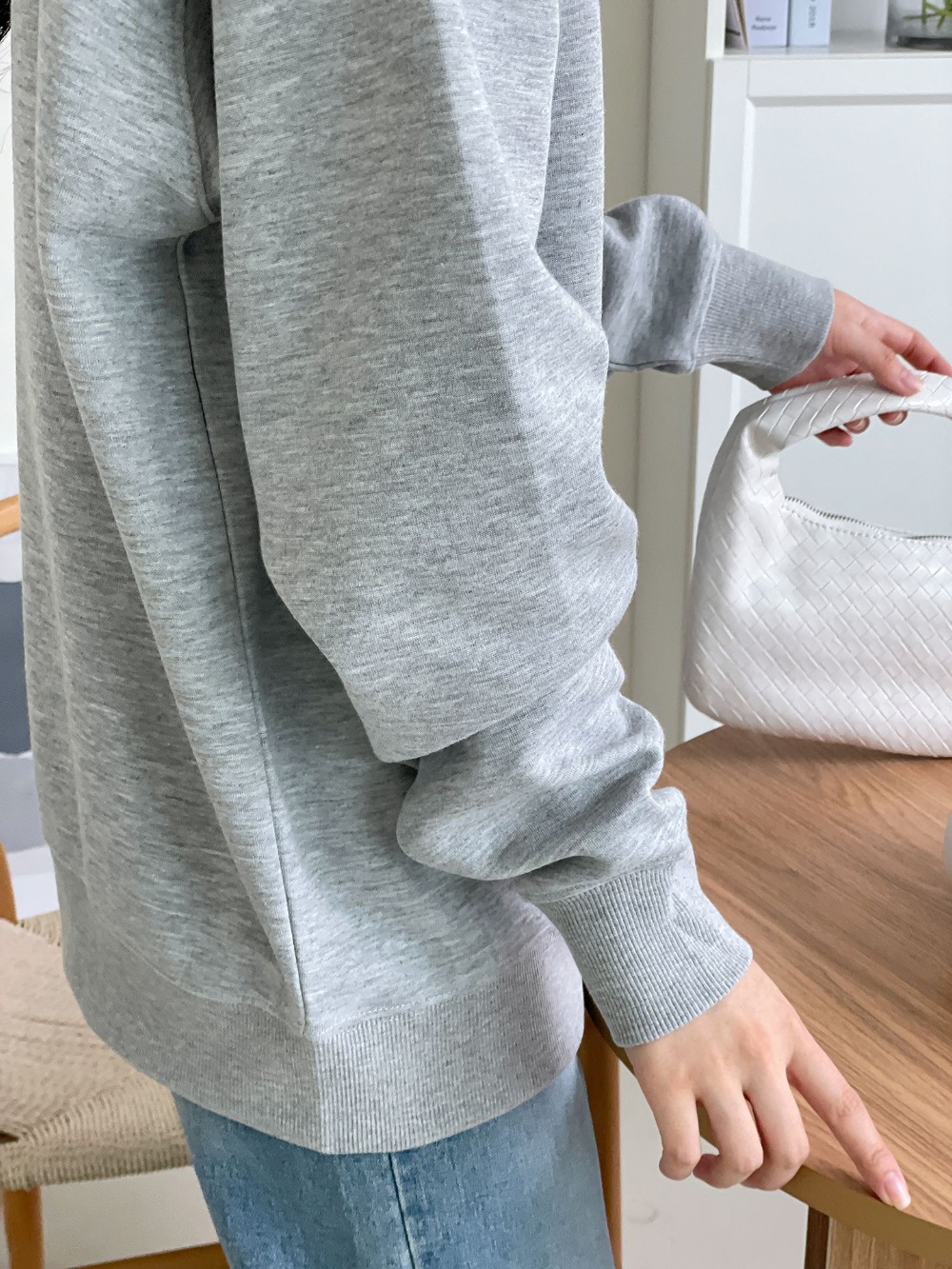 ラウンドネックオーバーサイズボクシー長袖無地スウェット | 詳細画像3