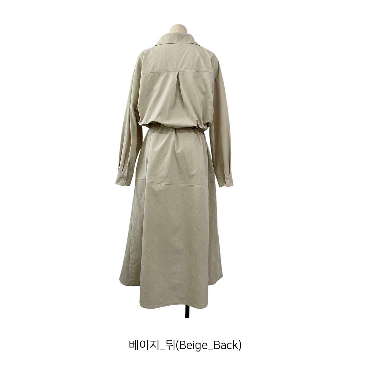 カラードローコードロングルーズ長袖アウトポケットフレア無地ワンピース | 詳細画像17