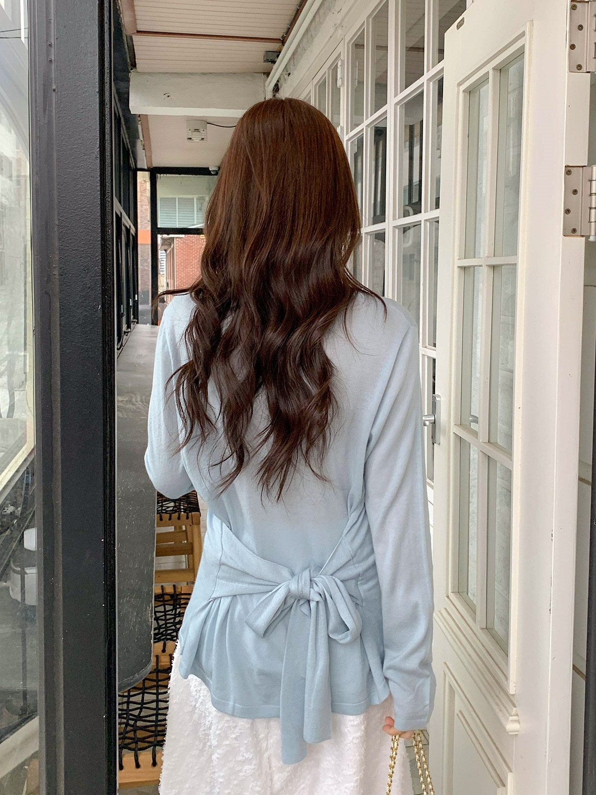 ラウンドネックルーズ長袖ボーダー無地Tシャツ | 詳細画像6