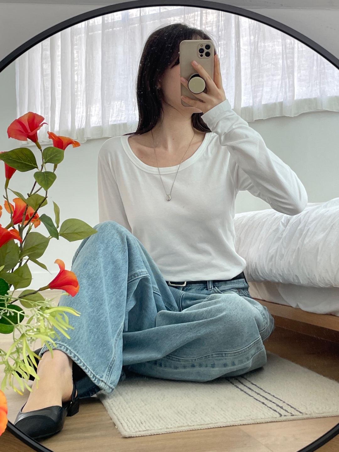 ラウンドネックベーシック長袖無地Tシャツ | 詳細画像15