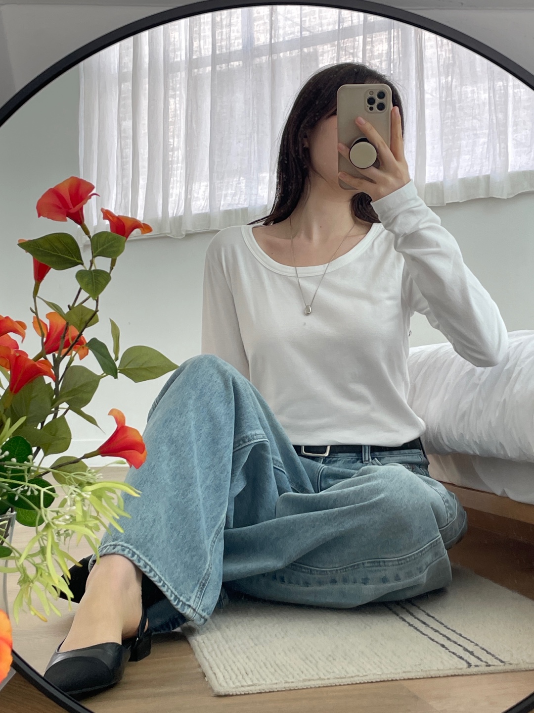 ラウンドネックベーシック長袖無地Tシャツ | 詳細画像17