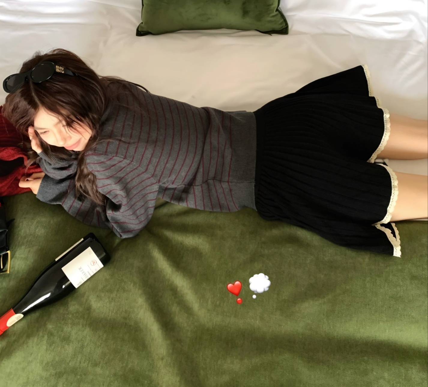 レースニットコンビプリーツウエストゴムAラインミニ配色スカート | 詳細画像10