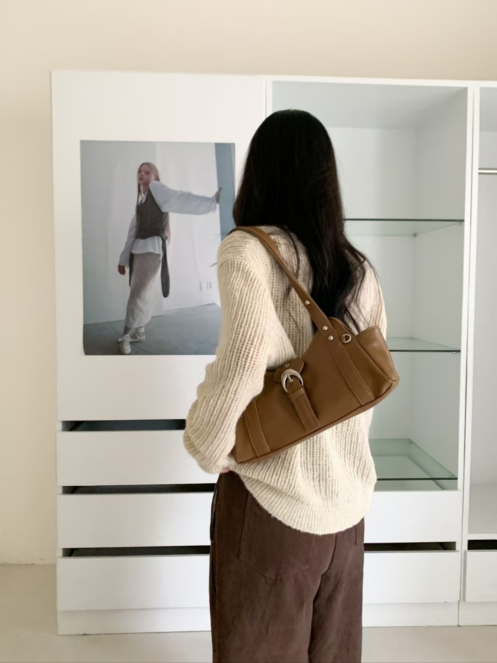 レザー調ベルトスタッズDリングトートバッグ | 詳細画像3