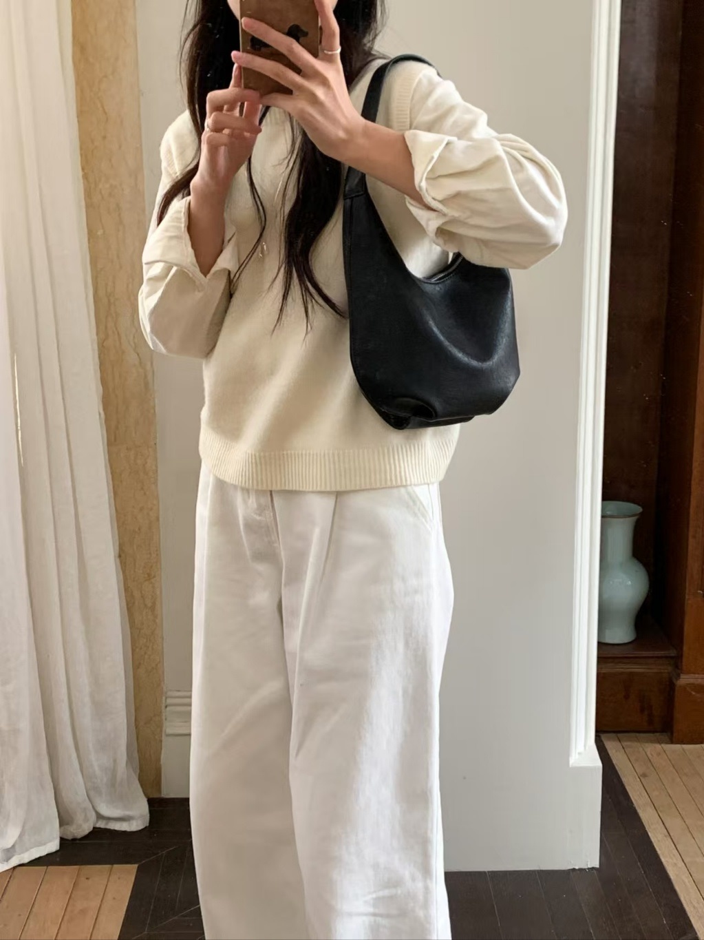 レザー調ジップアップベルト無地トートバッグ | 詳細画像13