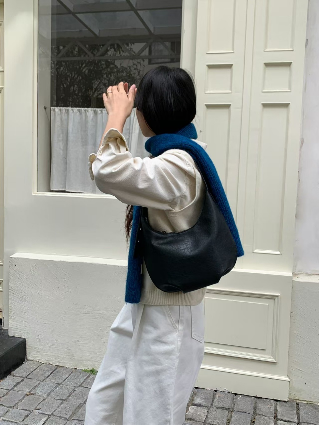 レザー調ジップアップベルト無地トートバッグ | 詳細画像14