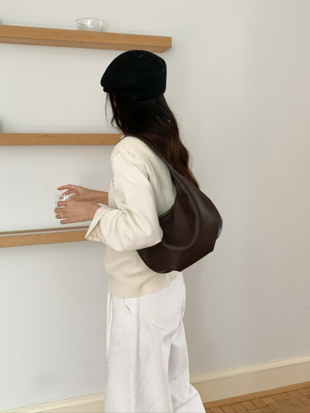 レザー調ジップアップベルト無地トートバッグ | 詳細画像19