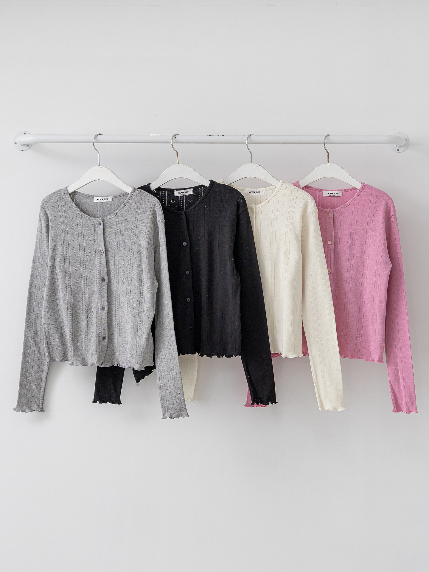 ボタンラウンドネックメロウ長袖レイヤードカーディガンキャミソールアンサンブル | 詳細画像36