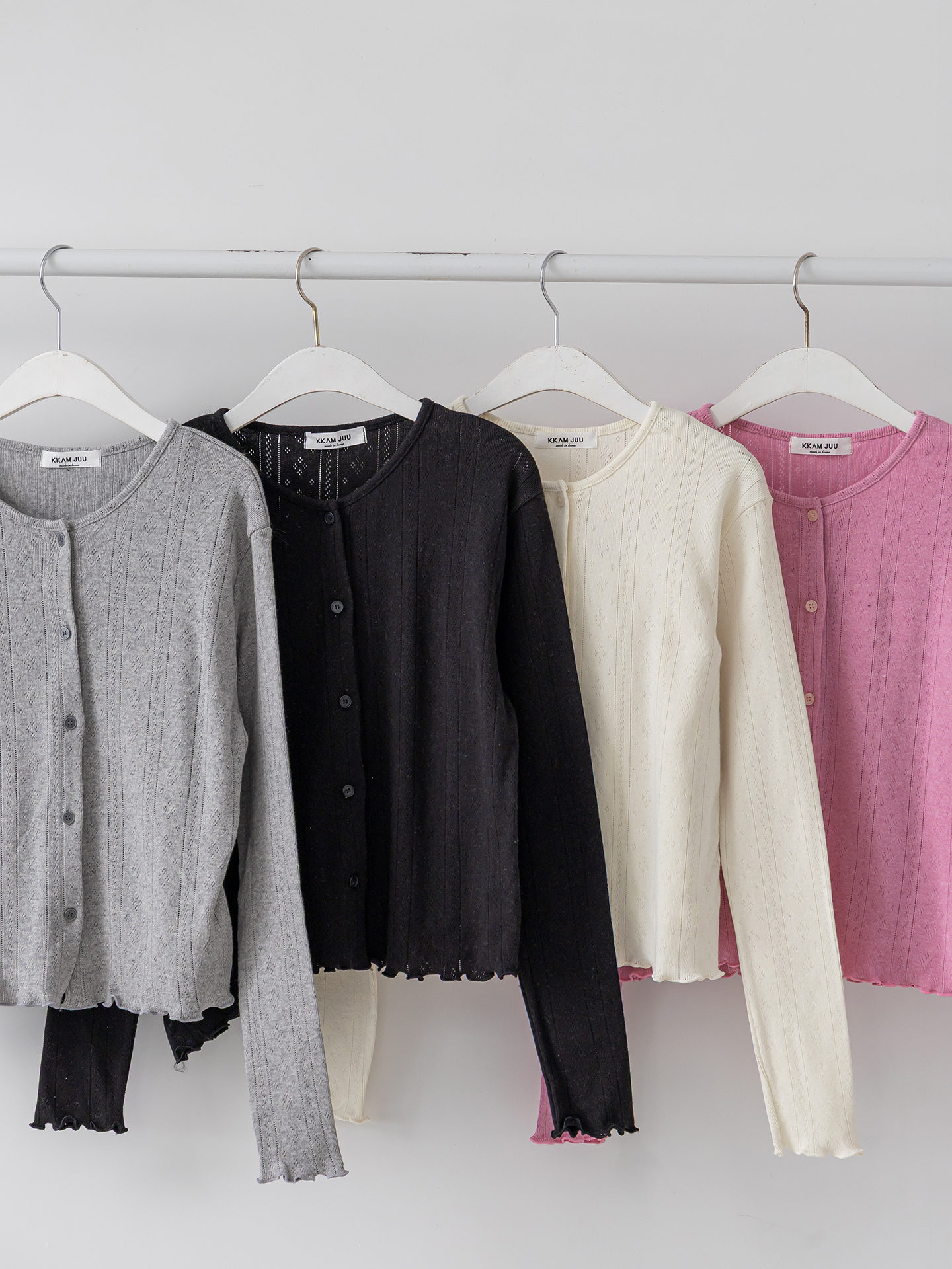 ボタンラウンドネックメロウ長袖レイヤードカーディガンキャミソールアンサンブル | 詳細画像37