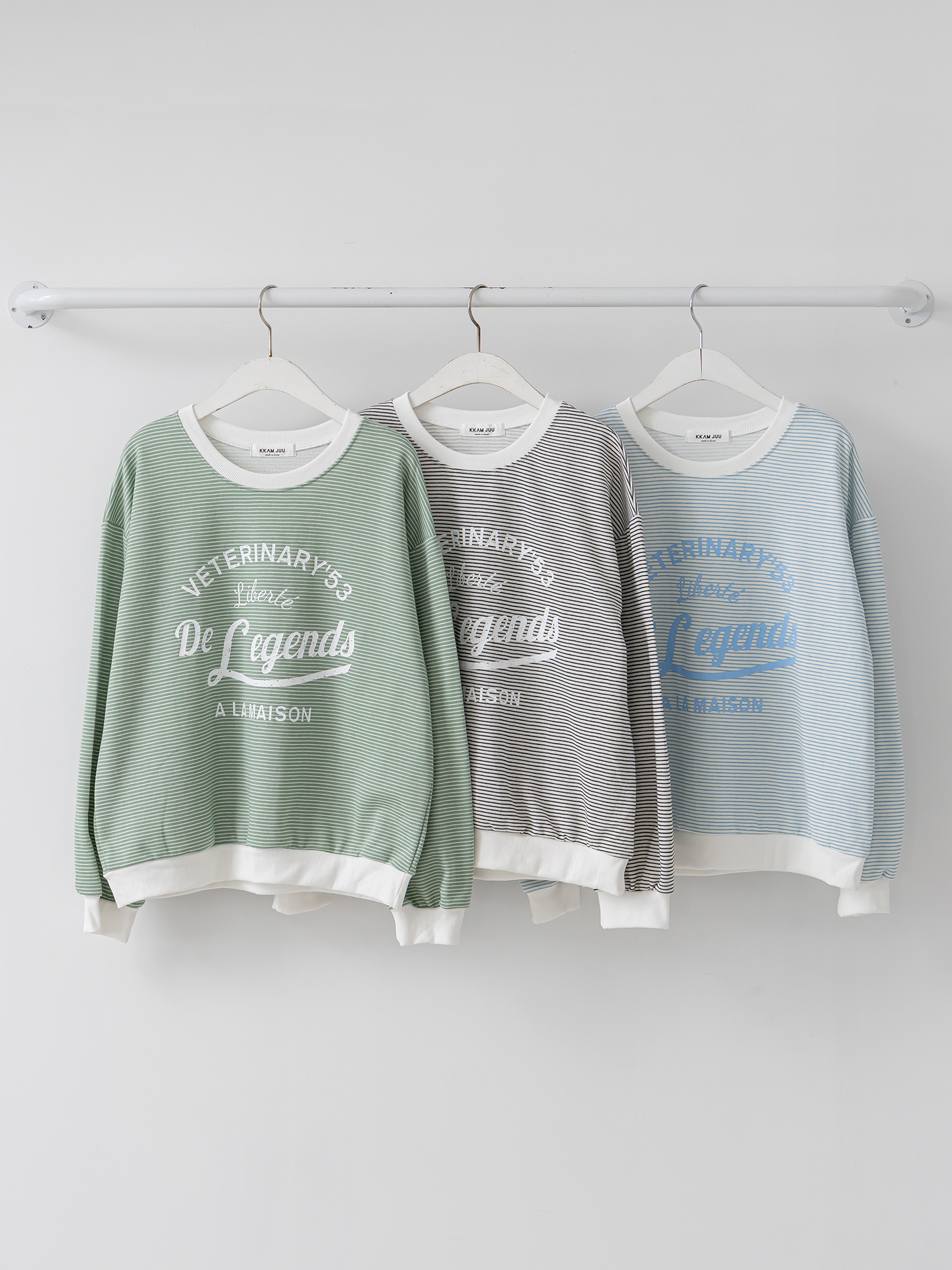 ラウンドネックルーズ長袖レタリングボーダー配色スウェット | 詳細画像30