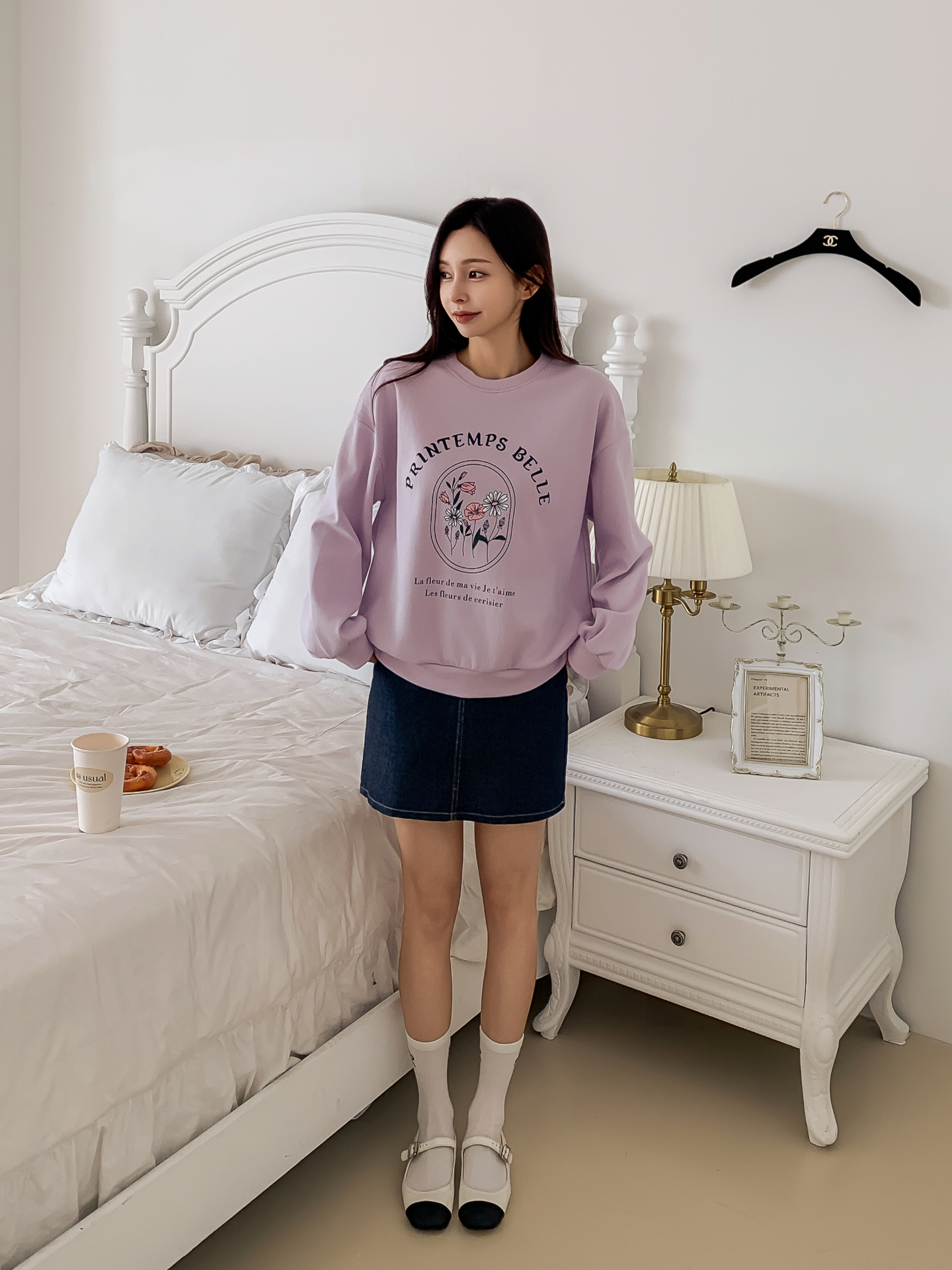 ラウンドネックオーバーサイズ長袖レタリングプリントスウェット | 詳細画像2