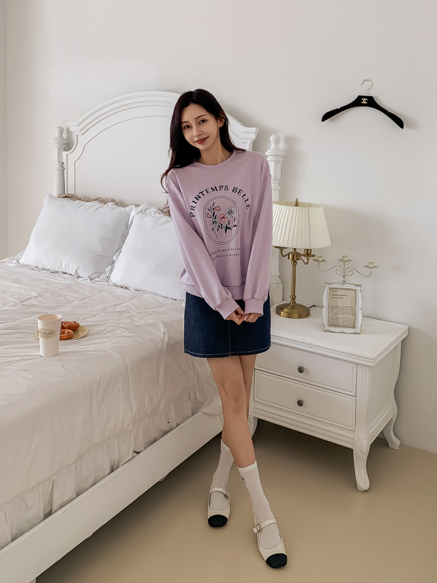 ラウンドネックオーバーサイズ長袖レタリングプリントスウェット | 詳細画像3