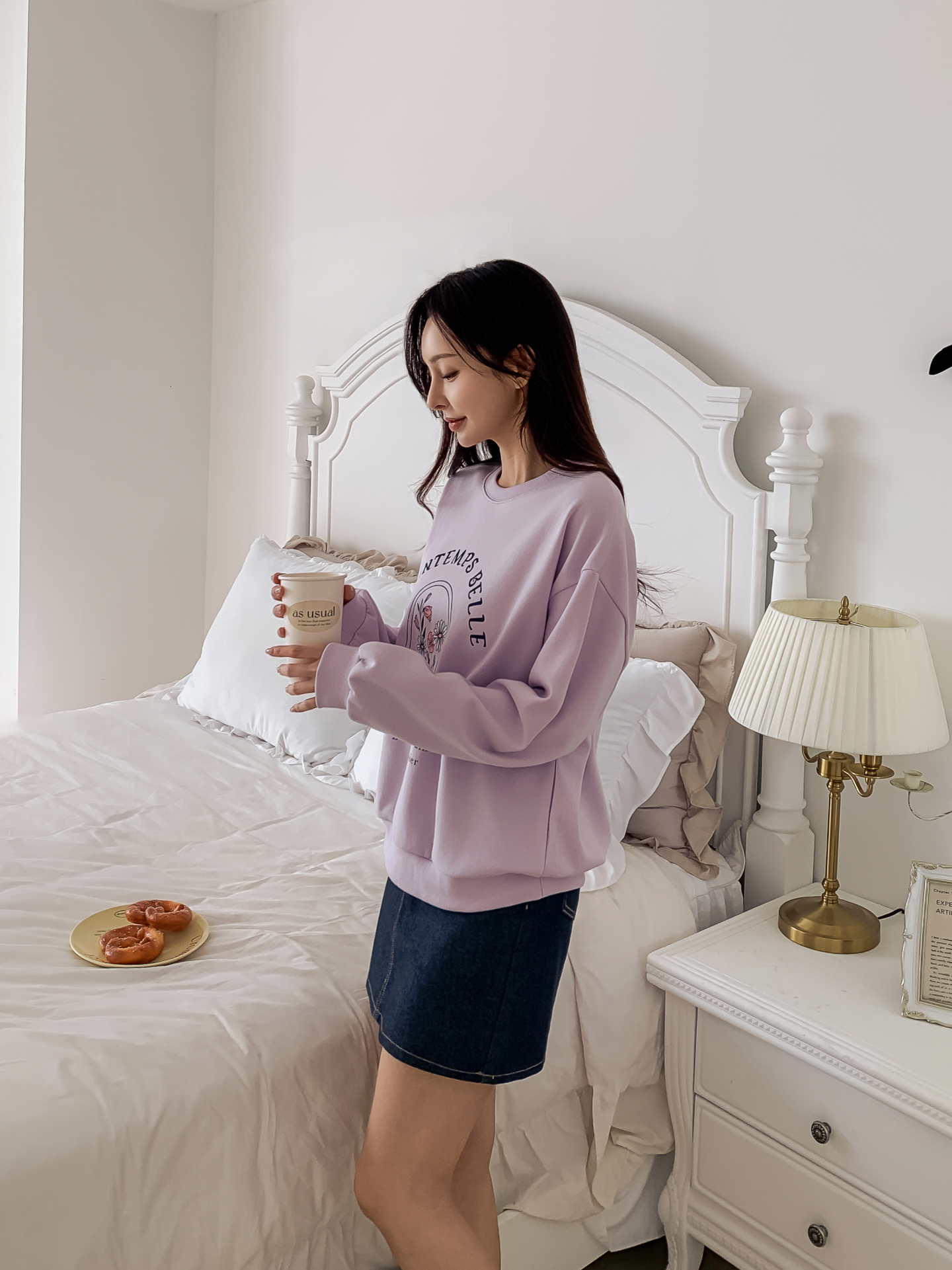 ラウンドネックオーバーサイズ長袖レタリングプリントスウェット | 詳細画像4