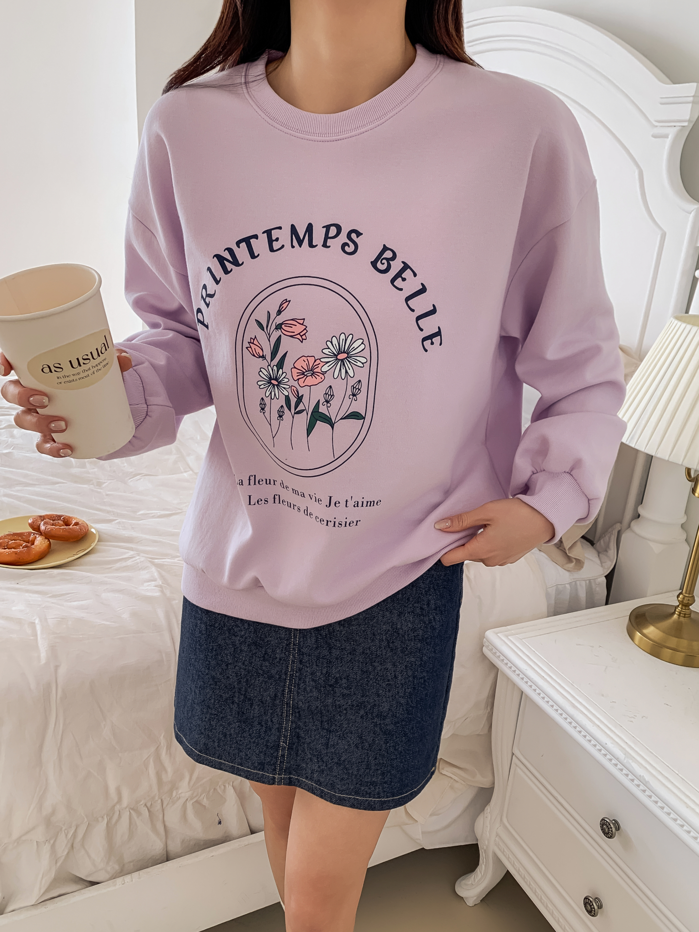 ラウンドネックオーバーサイズ長袖レタリングプリントスウェット | 詳細画像6