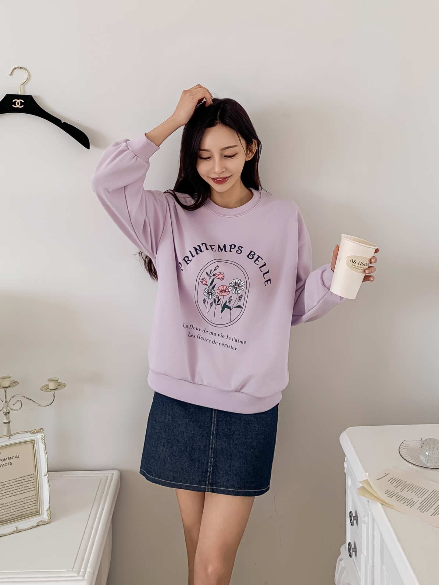 ラウンドネックオーバーサイズ長袖レタリングプリントスウェット | 詳細画像7