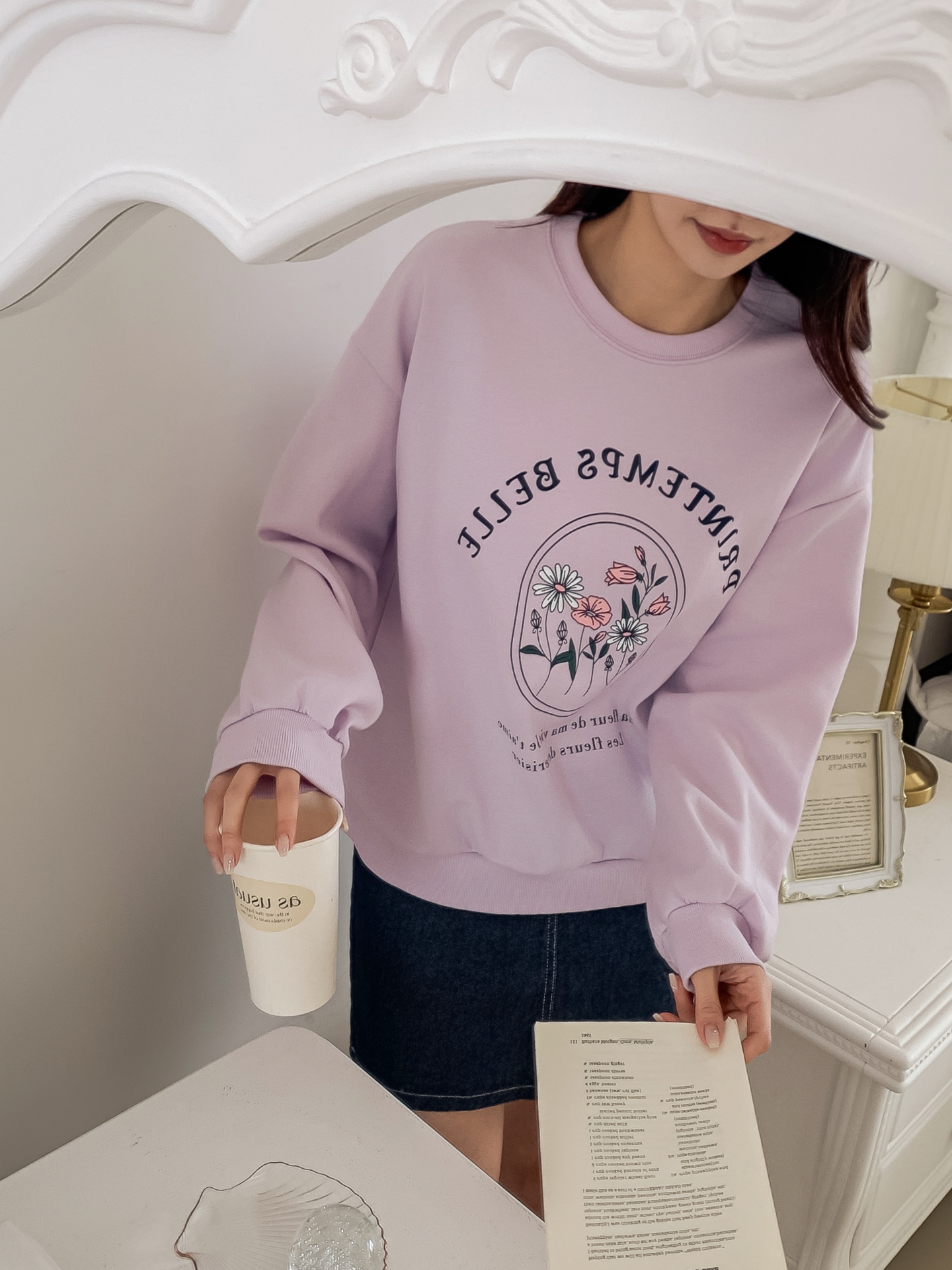 ラウンドネックオーバーサイズ長袖レタリングプリントスウェット | 詳細画像8