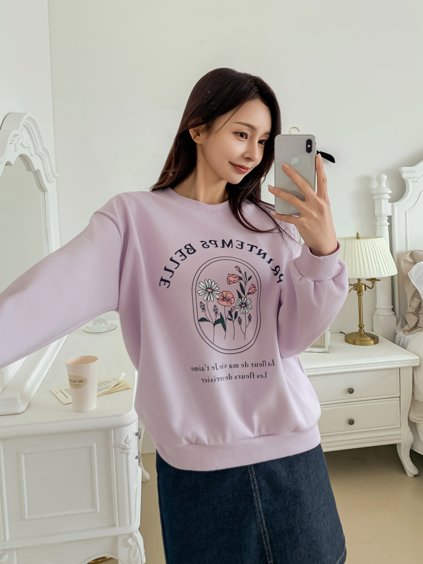 ラウンドネックオーバーサイズ長袖レタリングプリントスウェット | 詳細画像16