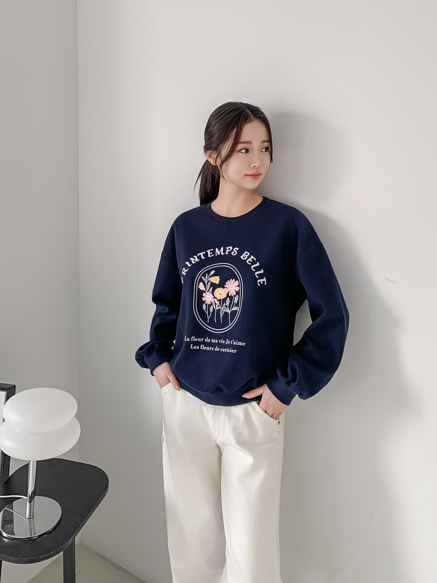 ラウンドネックオーバーサイズ長袖レタリングプリントスウェット | 詳細画像18