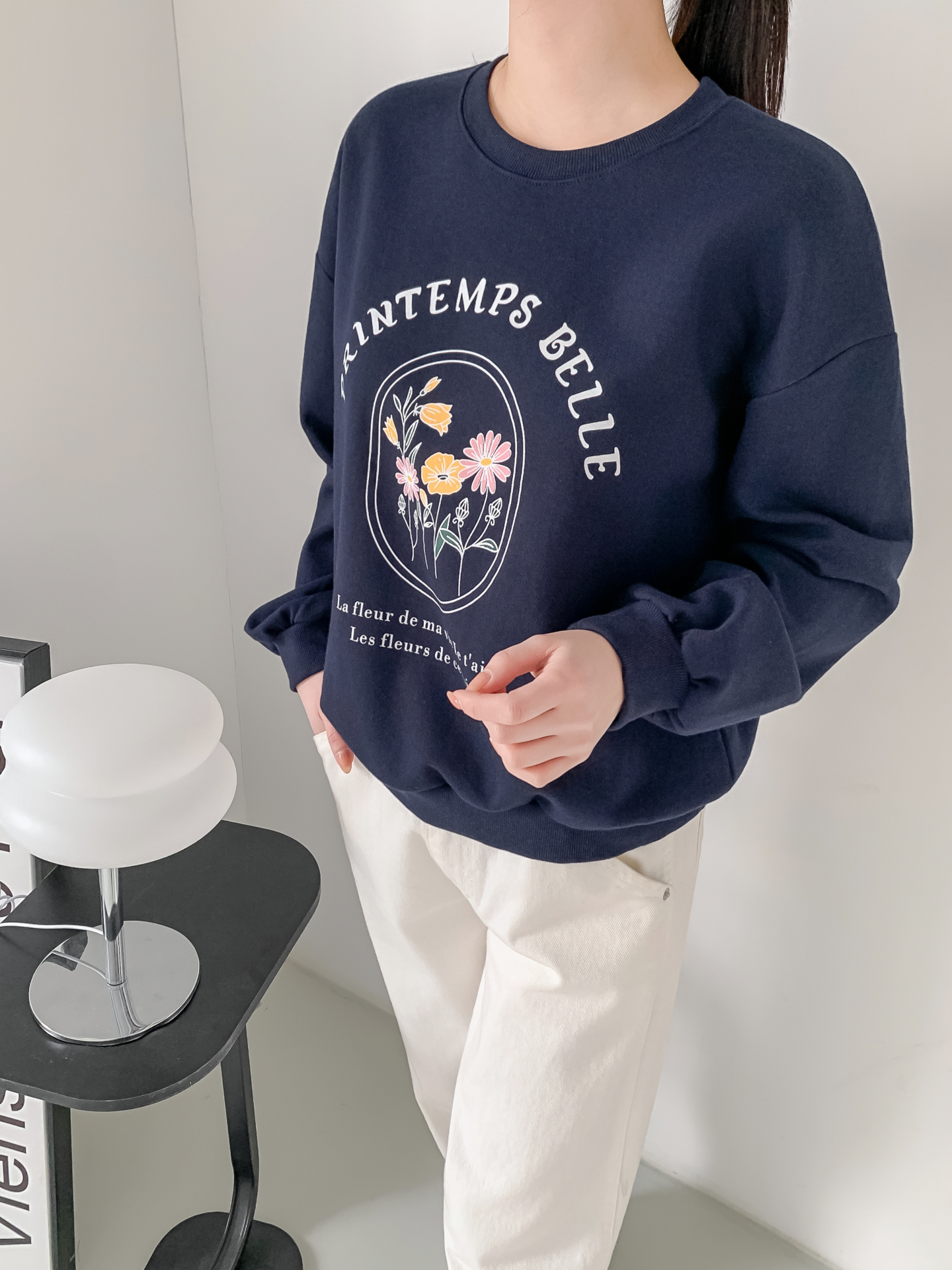 ラウンドネックオーバーサイズ長袖レタリングプリントスウェット | 詳細画像19