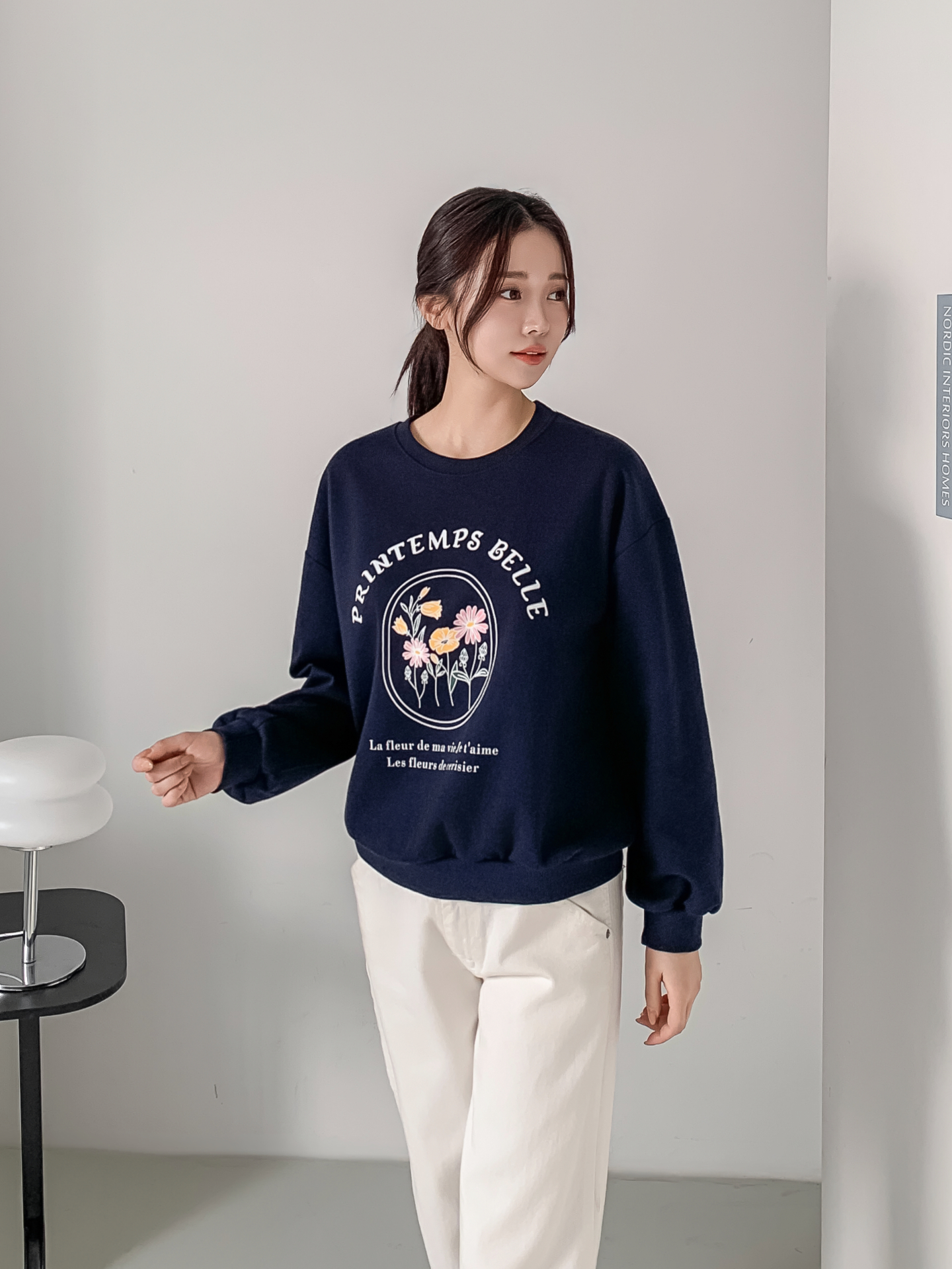 ラウンドネックオーバーサイズ長袖レタリングプリントスウェット | 詳細画像24